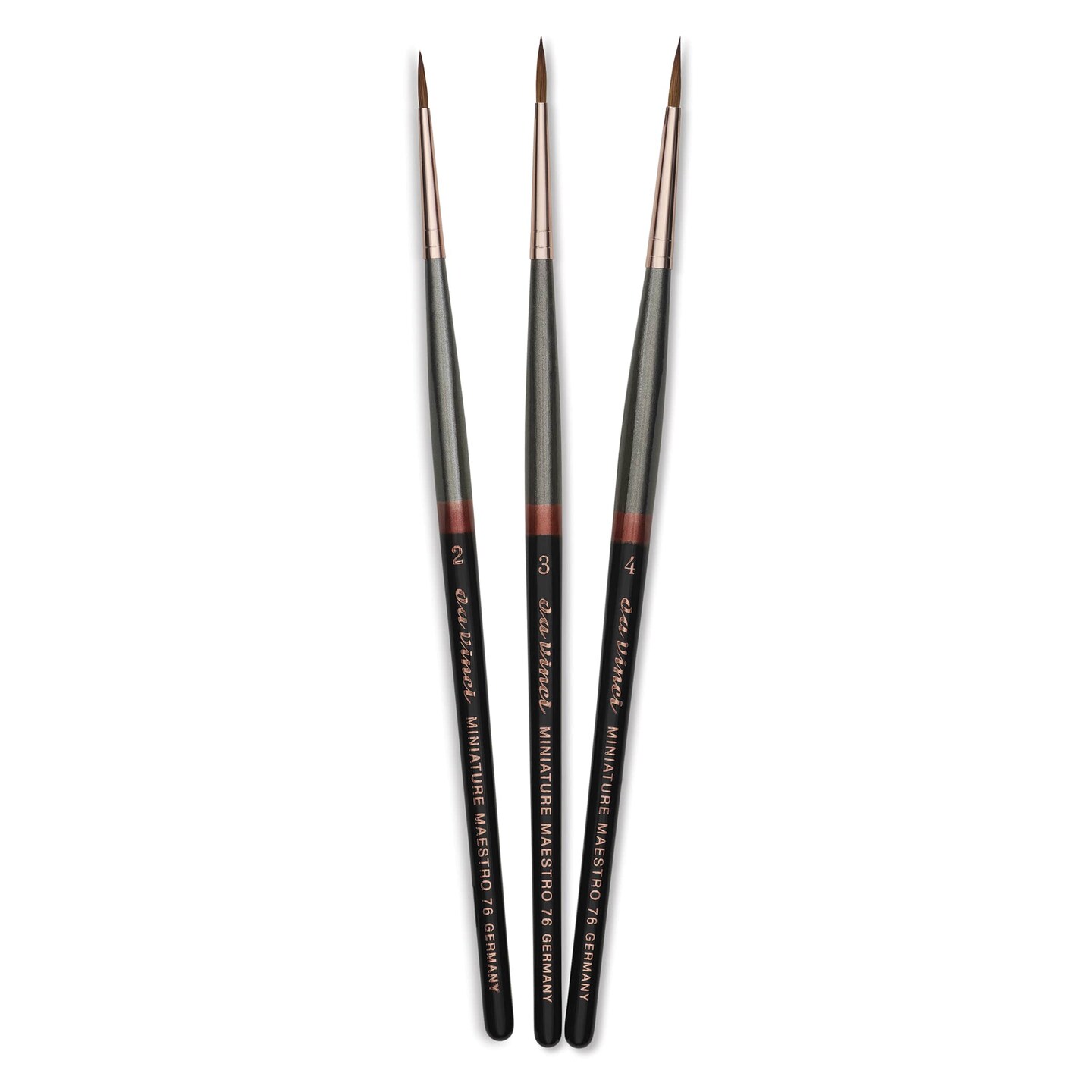 Da Vinci Maestro Kolinsky Miniature Brushes - Short, Round Pointed, Short Handle, Set of 3