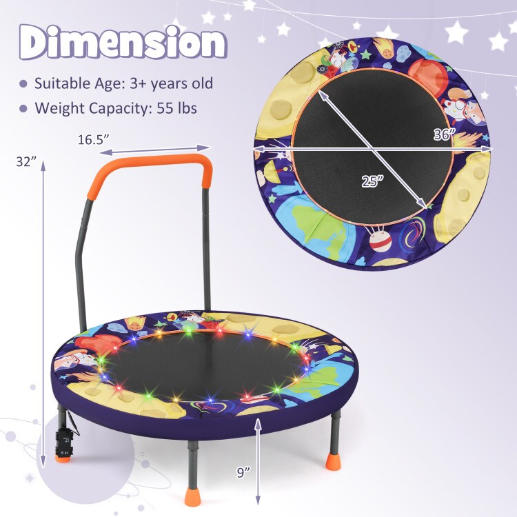 Small Rebounder Trampoline for Children – Foldable & Light-Up Design