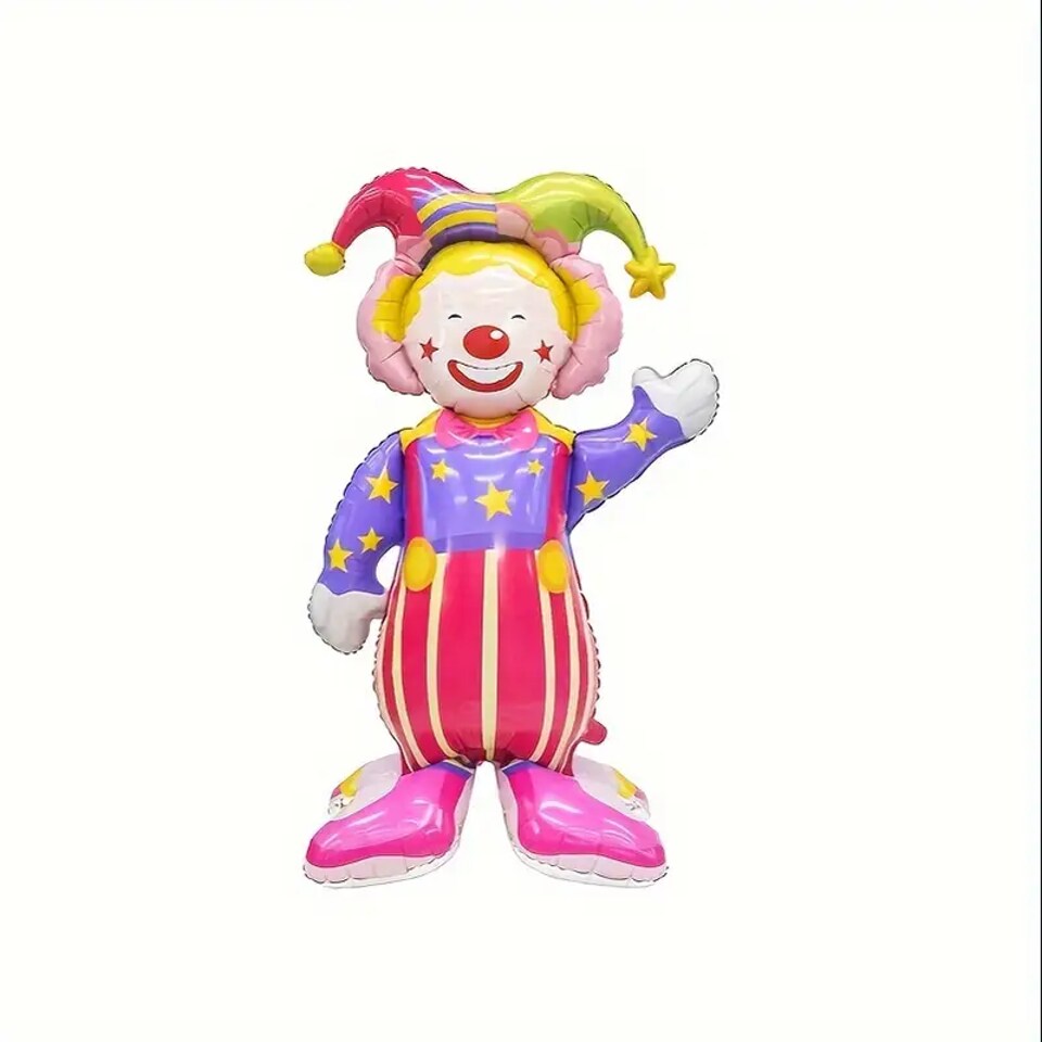 61-Inch Standing Clown Balloon – Giant Circus Clown Foil Balloon Decoration, 1 Piece