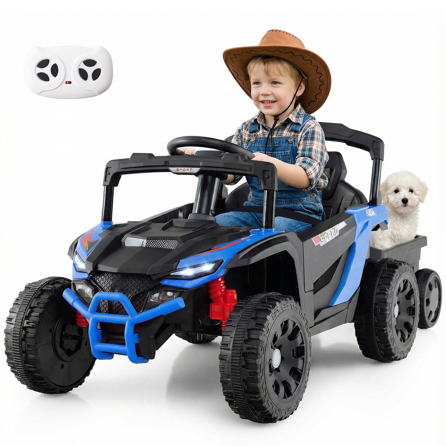 Electric Ride-On Truck 12V Battery Detachable Trailer Remote Control