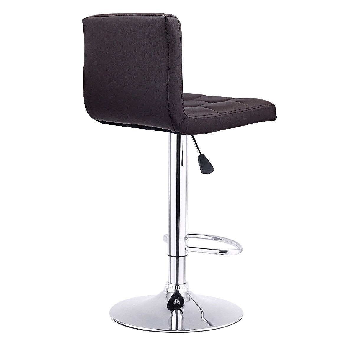 Set of 2 PU Leather Swivel Bar Stools Adjustable Height Chromed Steel Frame