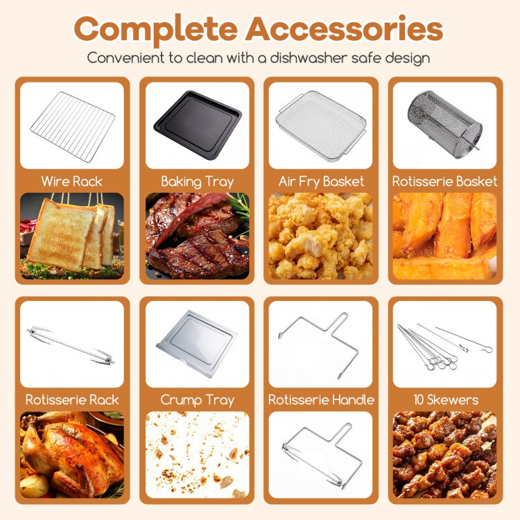 Stainless Steel Countertop Convection Oven with Bake and Broil Functions