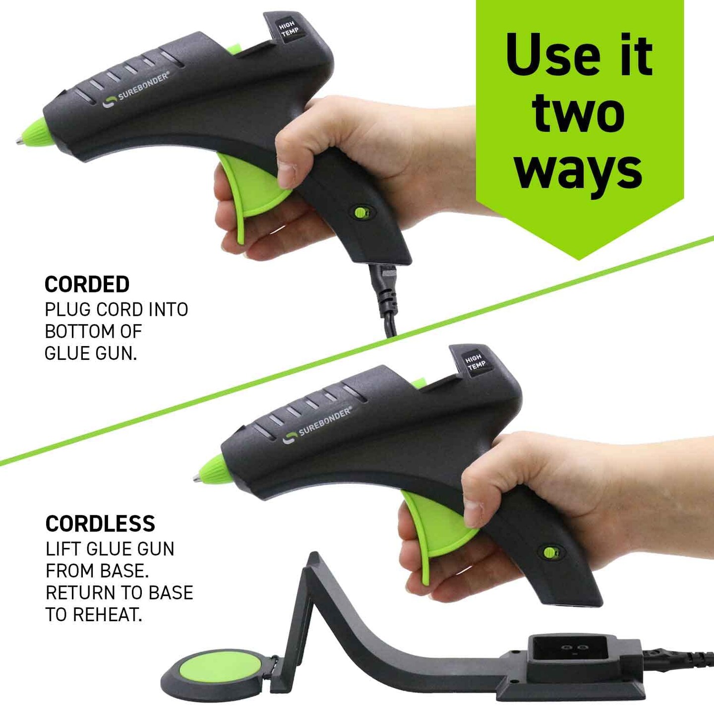 Cordless Hot Glue Gun, High Temperature, Full Size, 60W, 50% More Power - Sturdily Bonds Metal, Wood, Ceramics, Leather &#x26; Other Strong Materials (Specialty Series CL-800F)