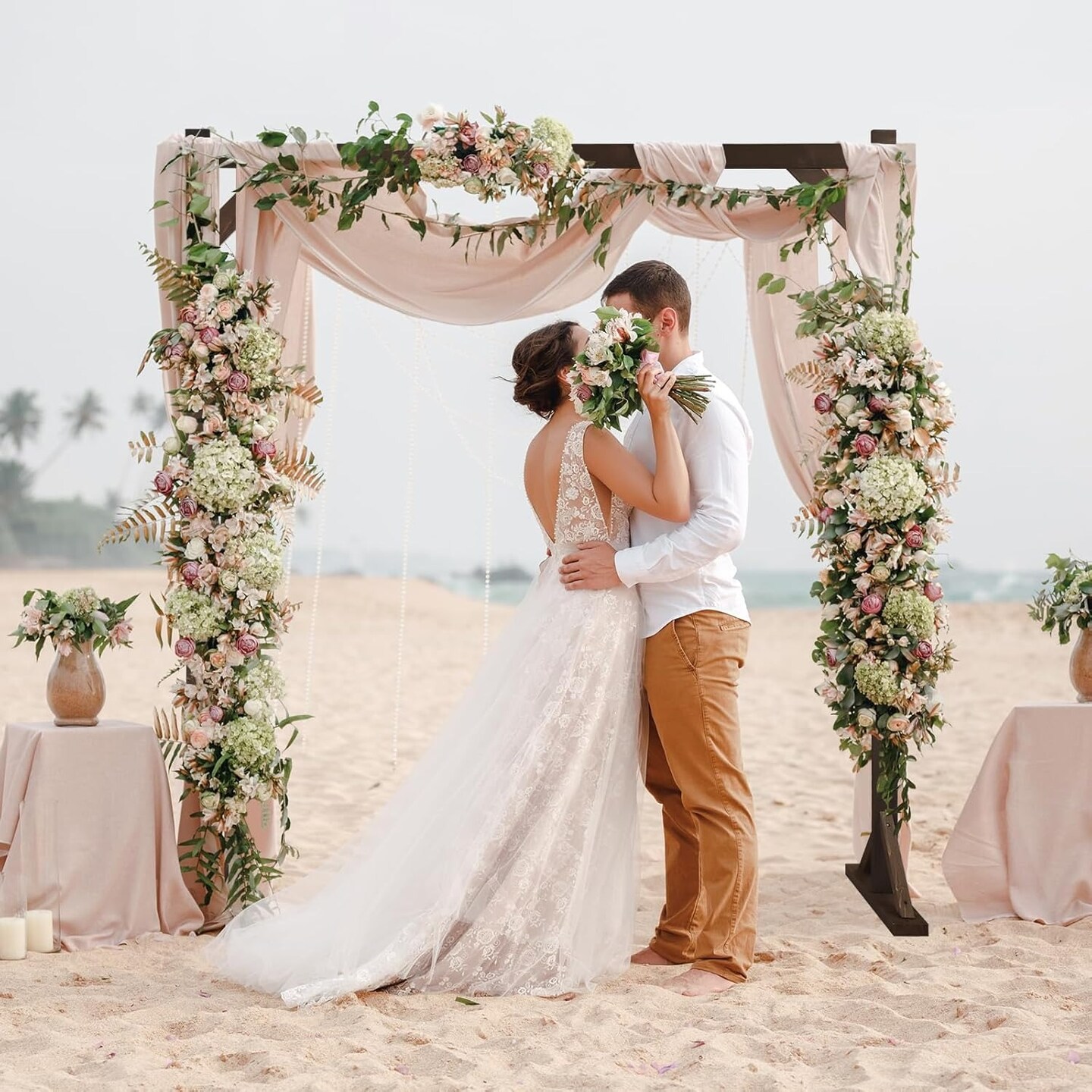 7.2FT Wooden Wedding Arch Rustic Square Arbor