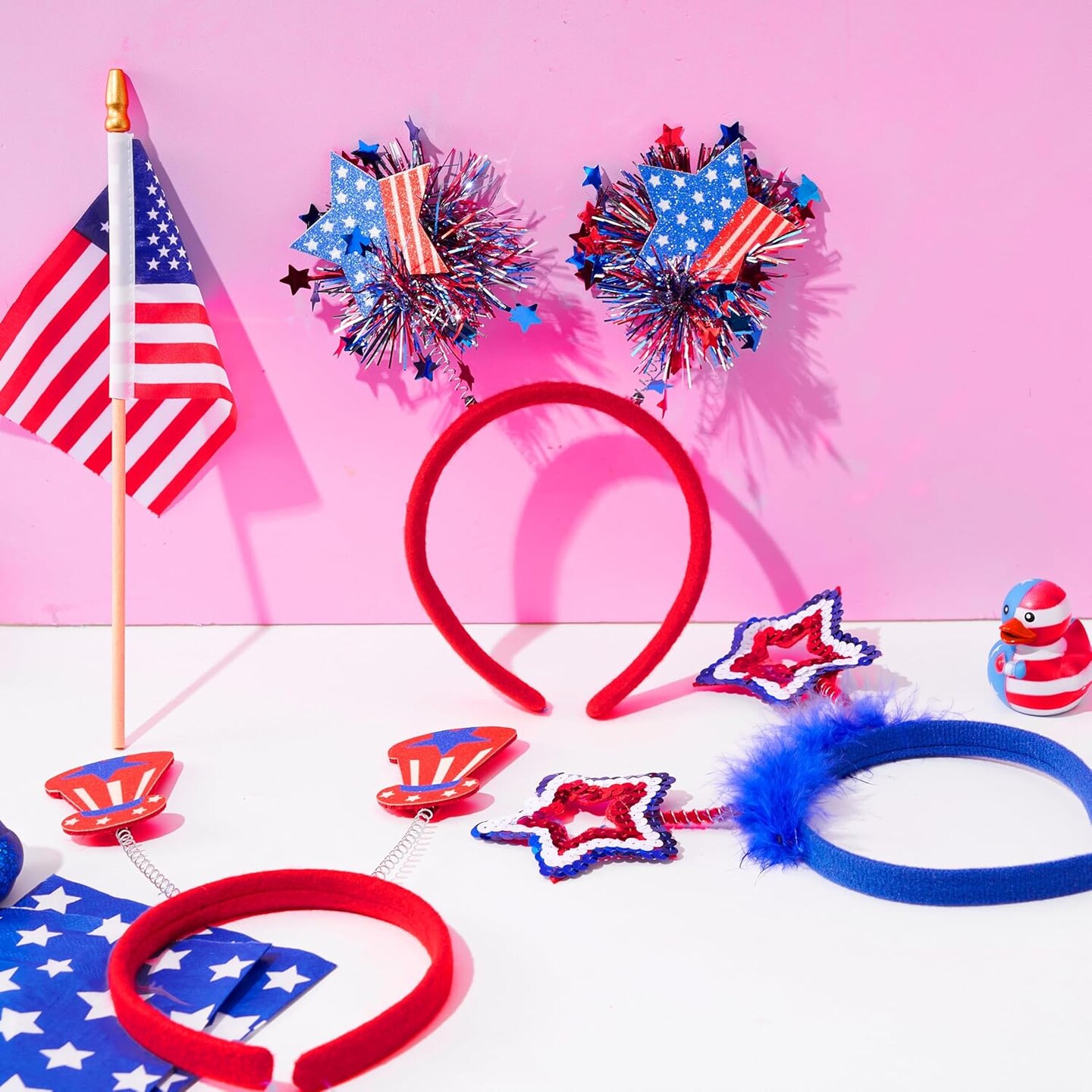 10 Pcs 4th of July Patriotic Headband, American Flag Headbands for Women, 4th of July Accessories