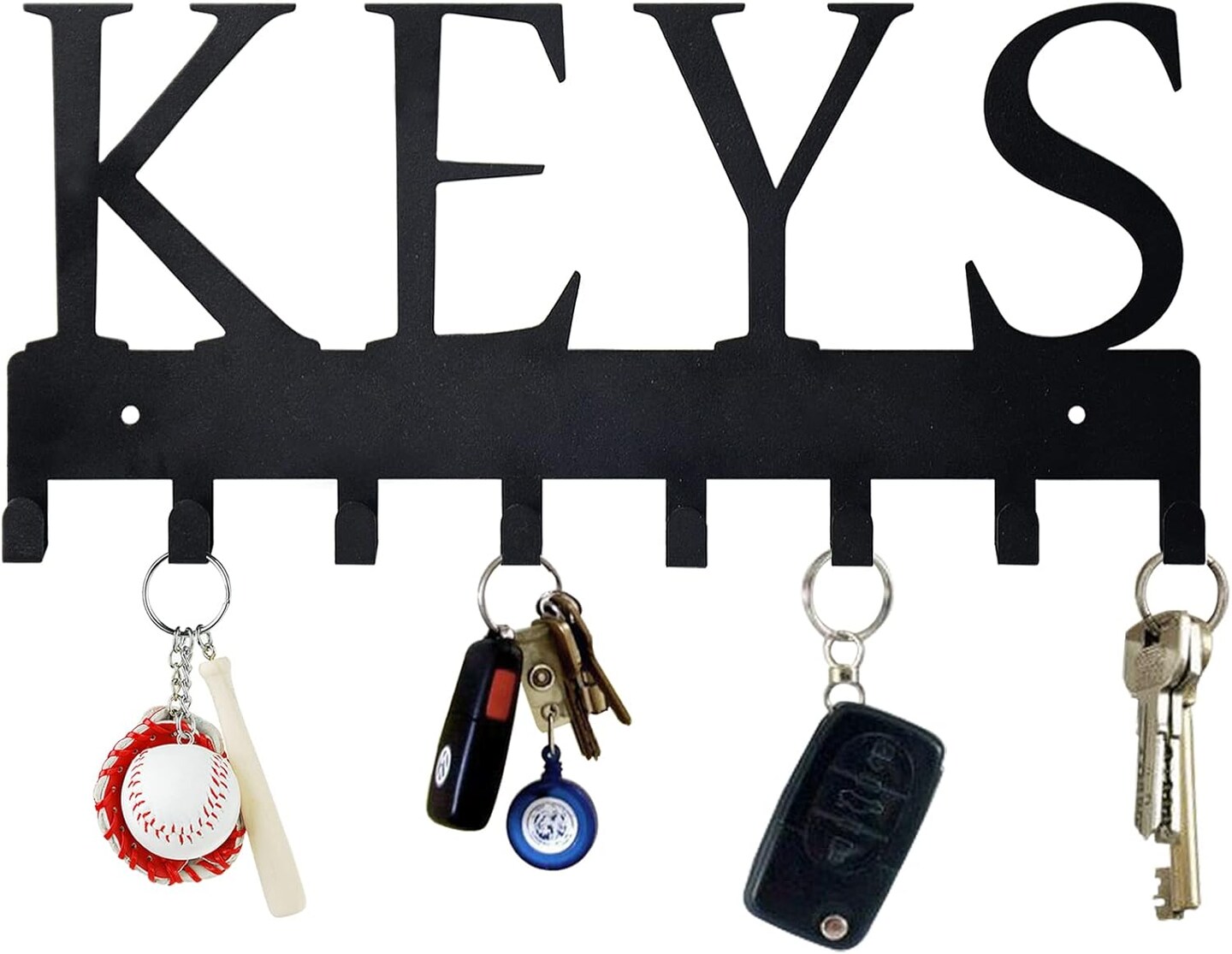 Metal Key Hanger Wall Mount, Key Holder Wall Mounted Key Hooks Organizer Key Hanger Rack Wall Mounted for Home, Entryway, Hallway, Office, Matte Black,11.4&#x27;&#x27;4.9&#x27;&#x27;0.6&#x27;&#x27;
