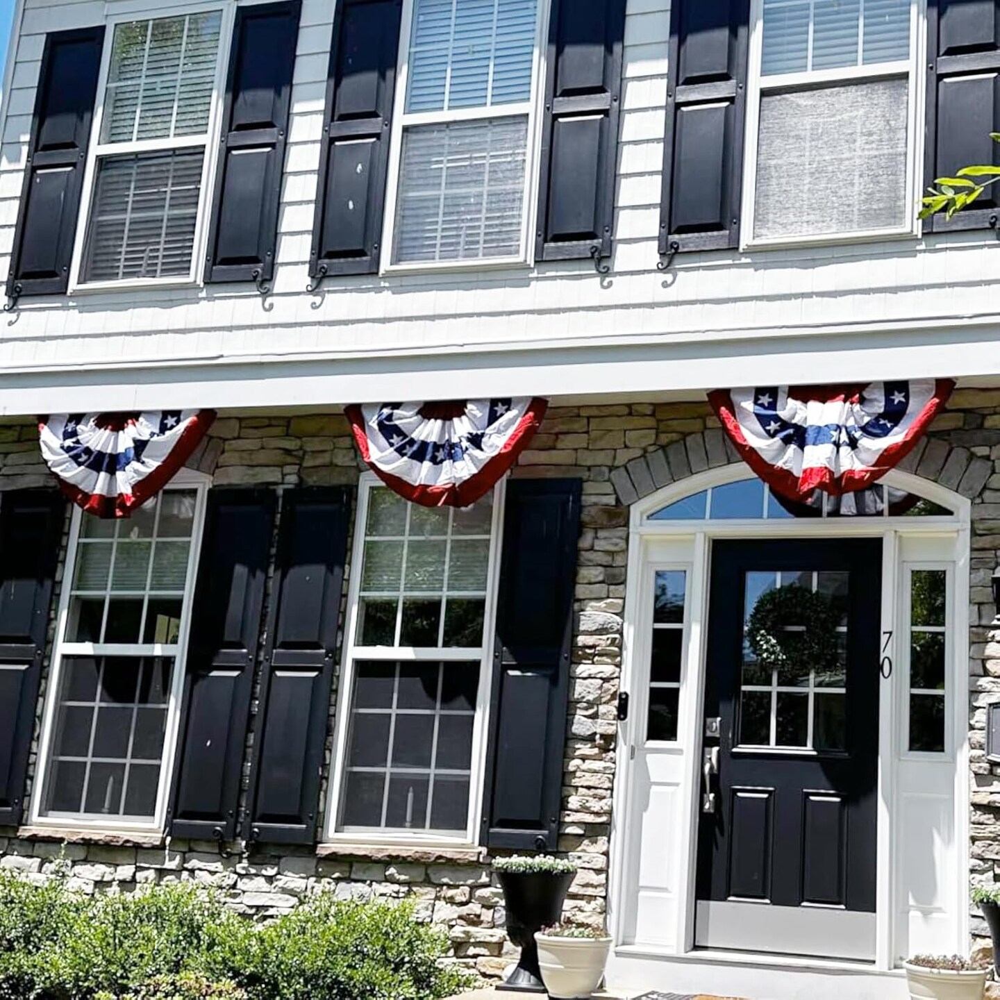 4th of July American Bunting Flags 2x4 Ft Set of 4 – Outdoor Patriotic Pleated Half Fan Flag Banner Swag for Porch, Eaves, Independence Day & Memorial Day Decor