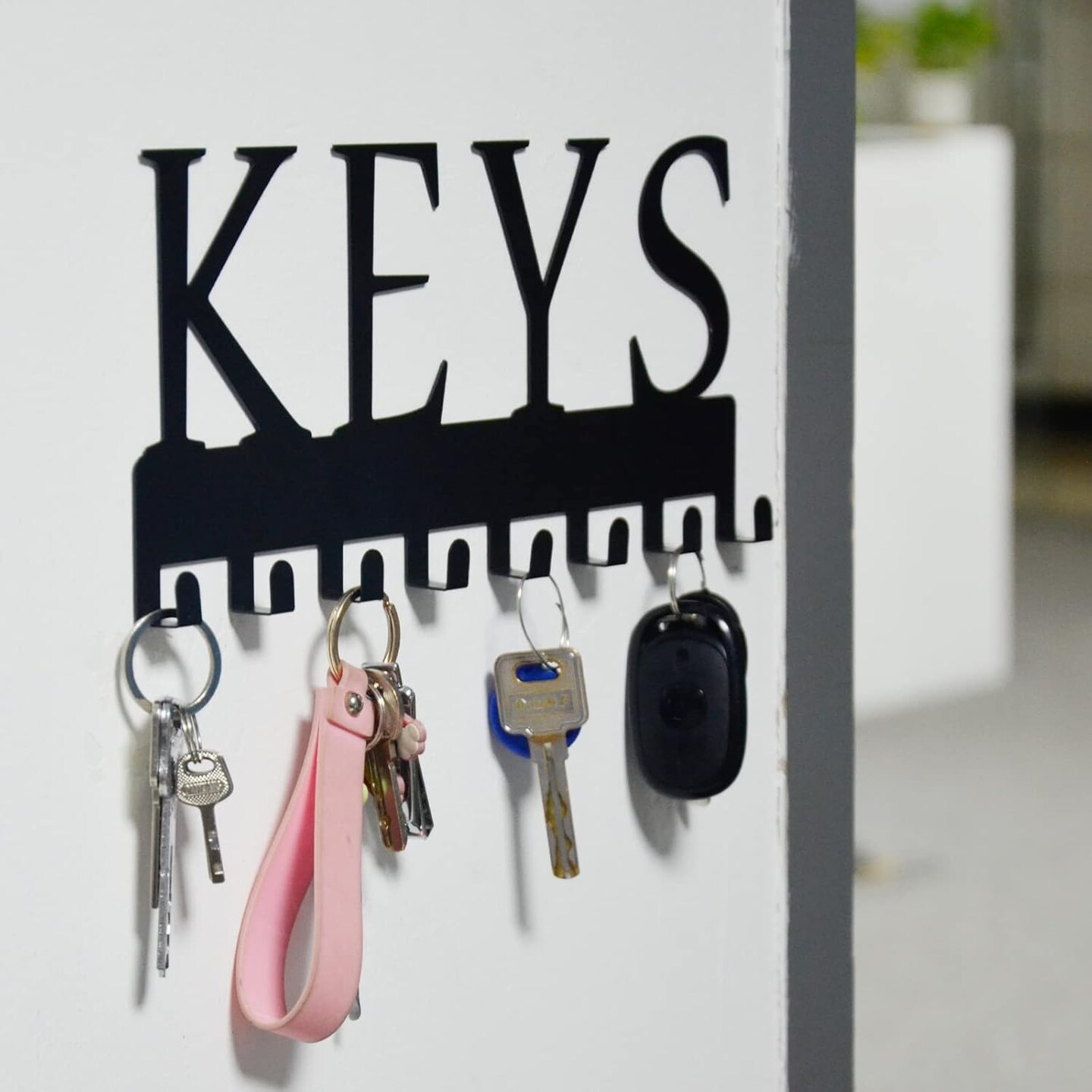 Metal Key Hanger Wall Mount, Key Holder Wall Mounted Key Hooks Organizer Key Hanger Rack Wall Mounted for Home, Entryway, Hallway, Office, Matte Black,11.4&#x27;&#x27;4.9&#x27;&#x27;0.6&#x27;&#x27;