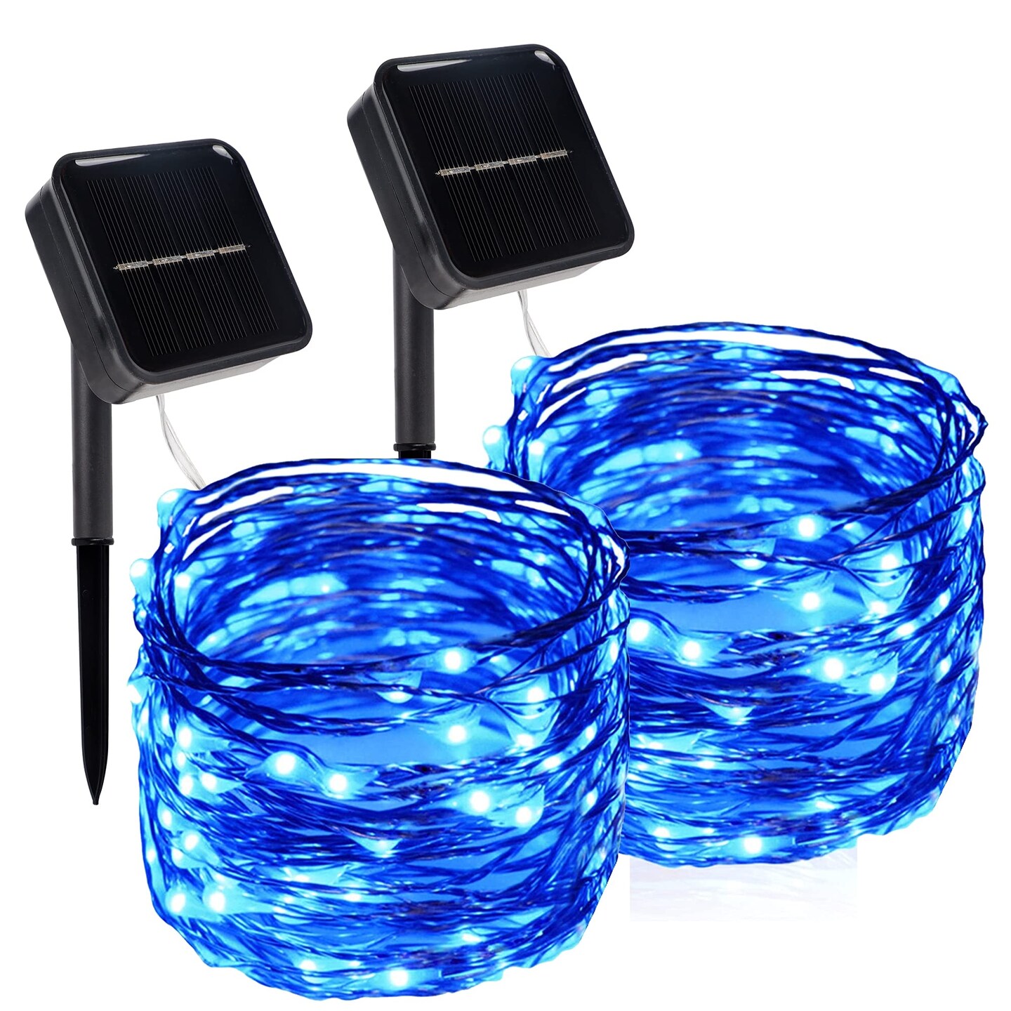 2 Pack Outdoor Solar String Lights, Total 80 FT 240 LED Solar Fairy Lights Outside Waterproof 8 Modes, Christmas Tree Light for Patio Garden Party Backyard Wedding Decor Blue