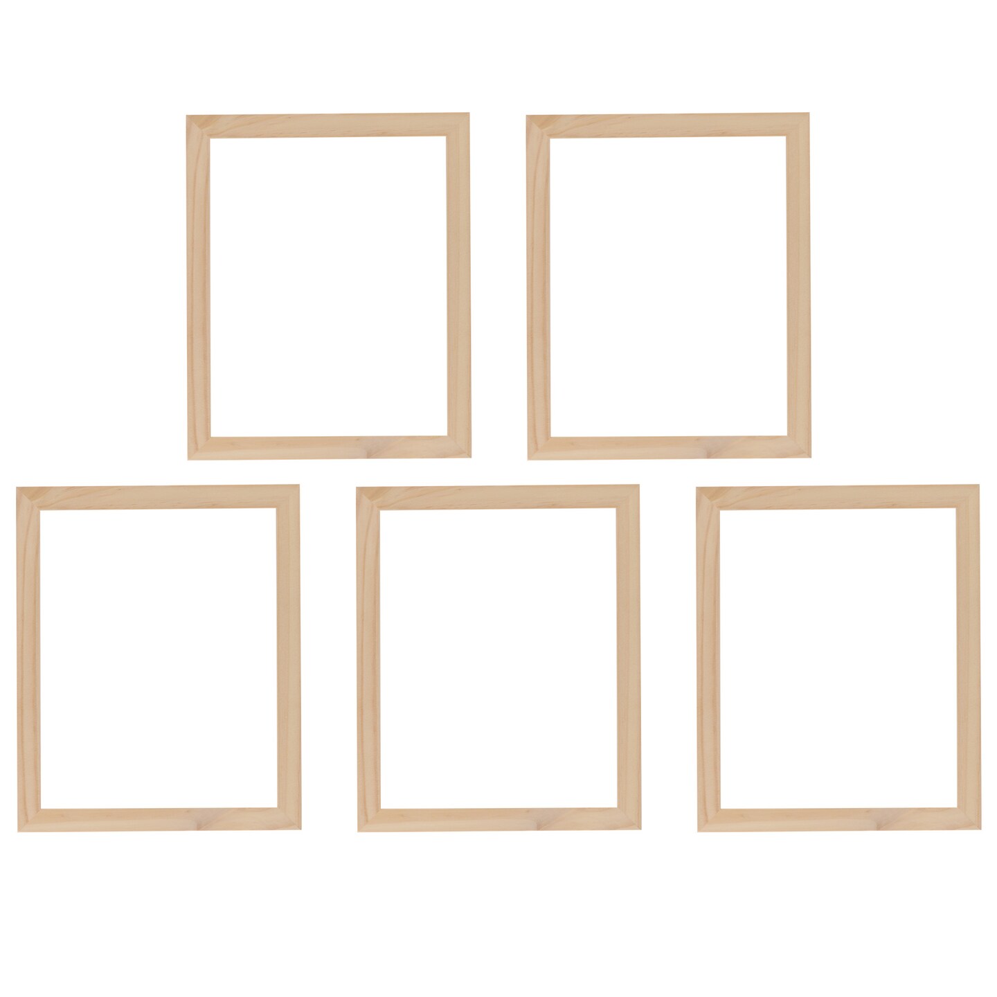 Creative Mark Ambiance Unfinished Deep Gallery Frame, Pack of 5, 5x7" Open Back Natural Wood Frames for Canvas and Mounted Artwork, 3/4" Face, 1-1/4" Deep, No Glass or Backing
