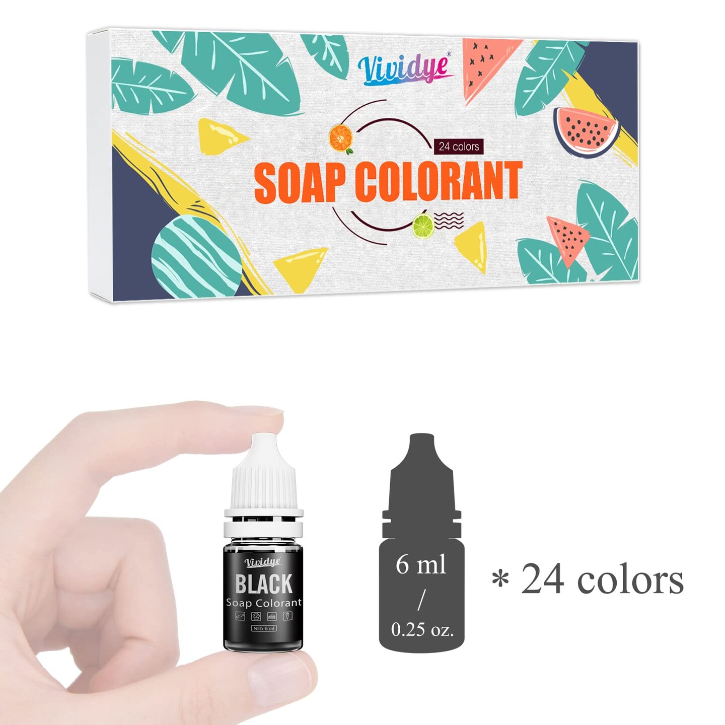 24 Color Food Grade Skin Safe Coloring for Bath Bomb and DIY Making Supplies - Liquid Concentrated Colorant Kit for Handmade Soaps and Crafts