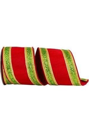 4&#x22; Glitter Edge Dupioni Ribbon: Red/Green (5 Yards)