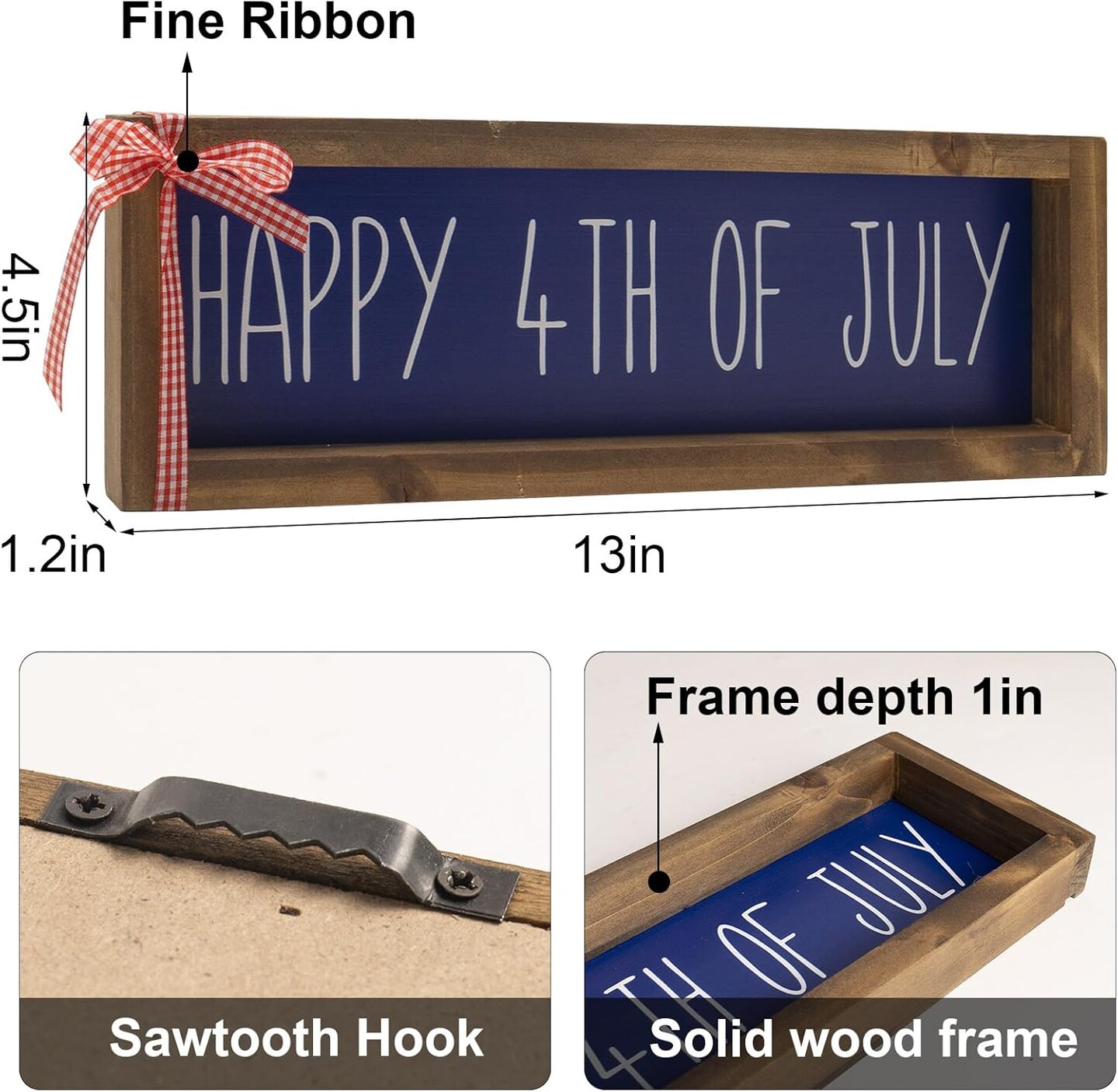 Happy 4th Of July Sign Independence Day Decorations For Home Wooden Patriotic Indoor Table Top Centerpieces Wall Mantle Office American Fourth Of July Wood Signage Farmhouse Decor