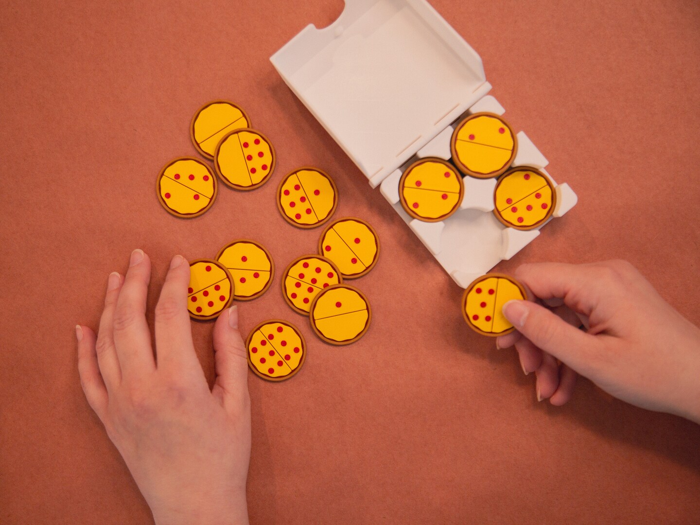 Pizza Domino Set and Box - Double 6 Dominoes Set | Unique gift for