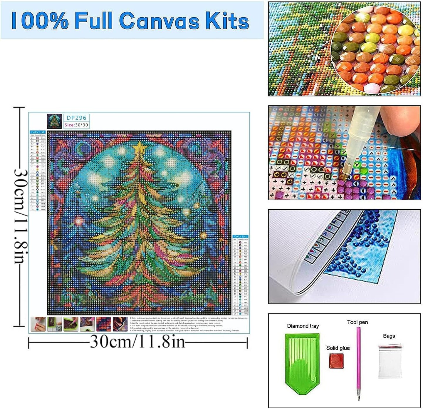 Christmas Tree Diamond Art Kits for Adults DIY Diamond Painting Kits for Adults Crystal Art 5D Diamond Painting Kit Gem Art Painting Kit Home Wall Decor 12×12inch