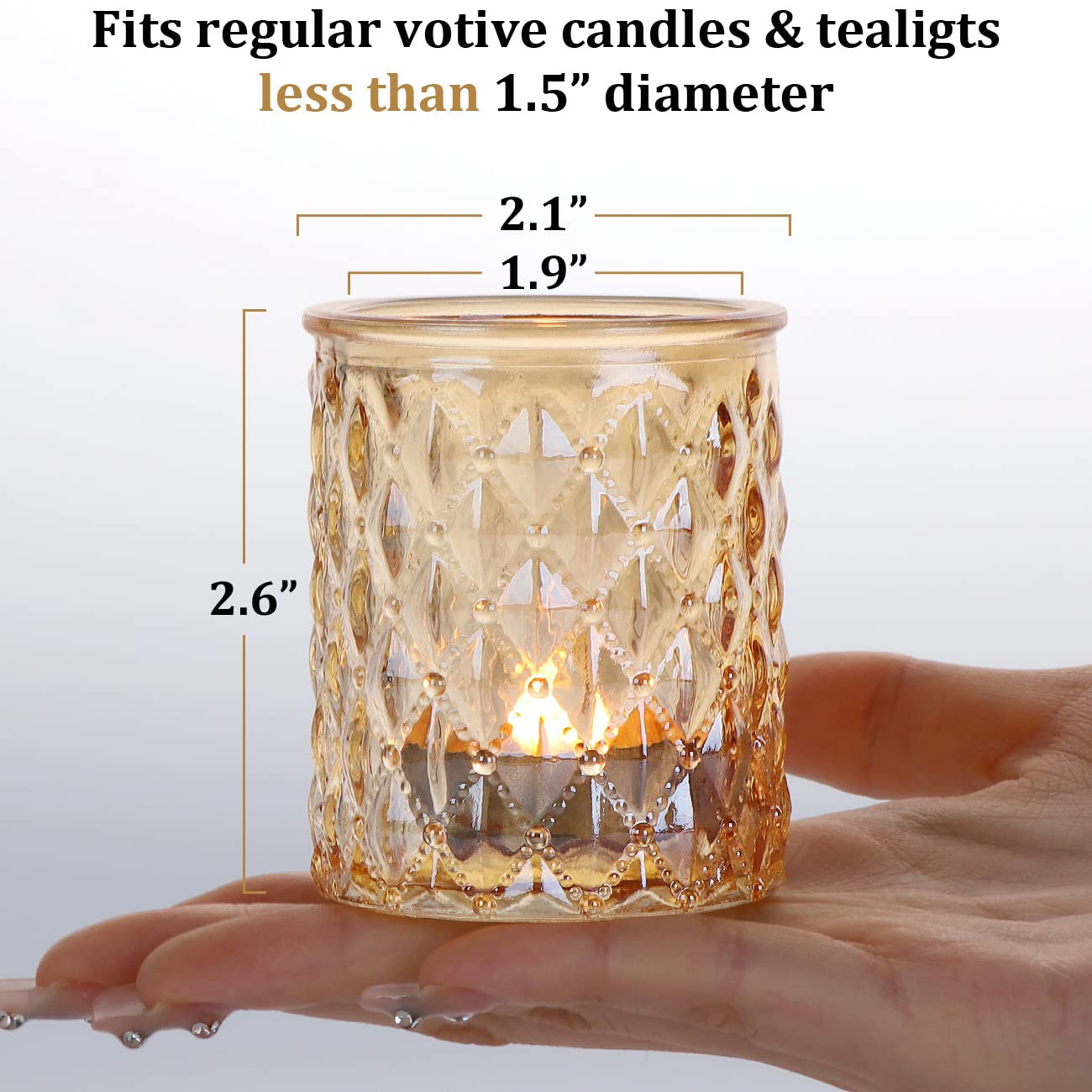12pcs Gold Votive Candle Holders- Tealight Candle Holder for Table Centerpiece, Glass Candle Holder for Wedding Table Decor, Home Decor and Party Decor&#x26; Organizer Storage Tote Bag