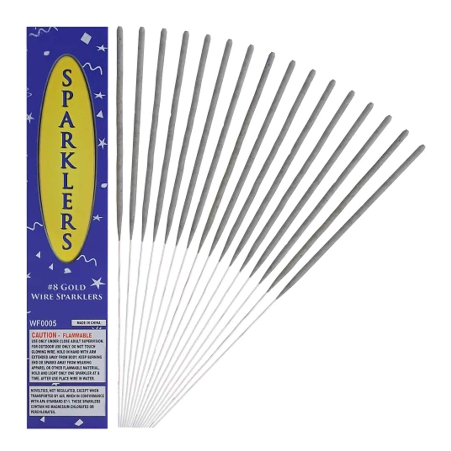 4th of July Gold Wire Sparklers 8 Inch Pack of 6 for Parties and Celebrations