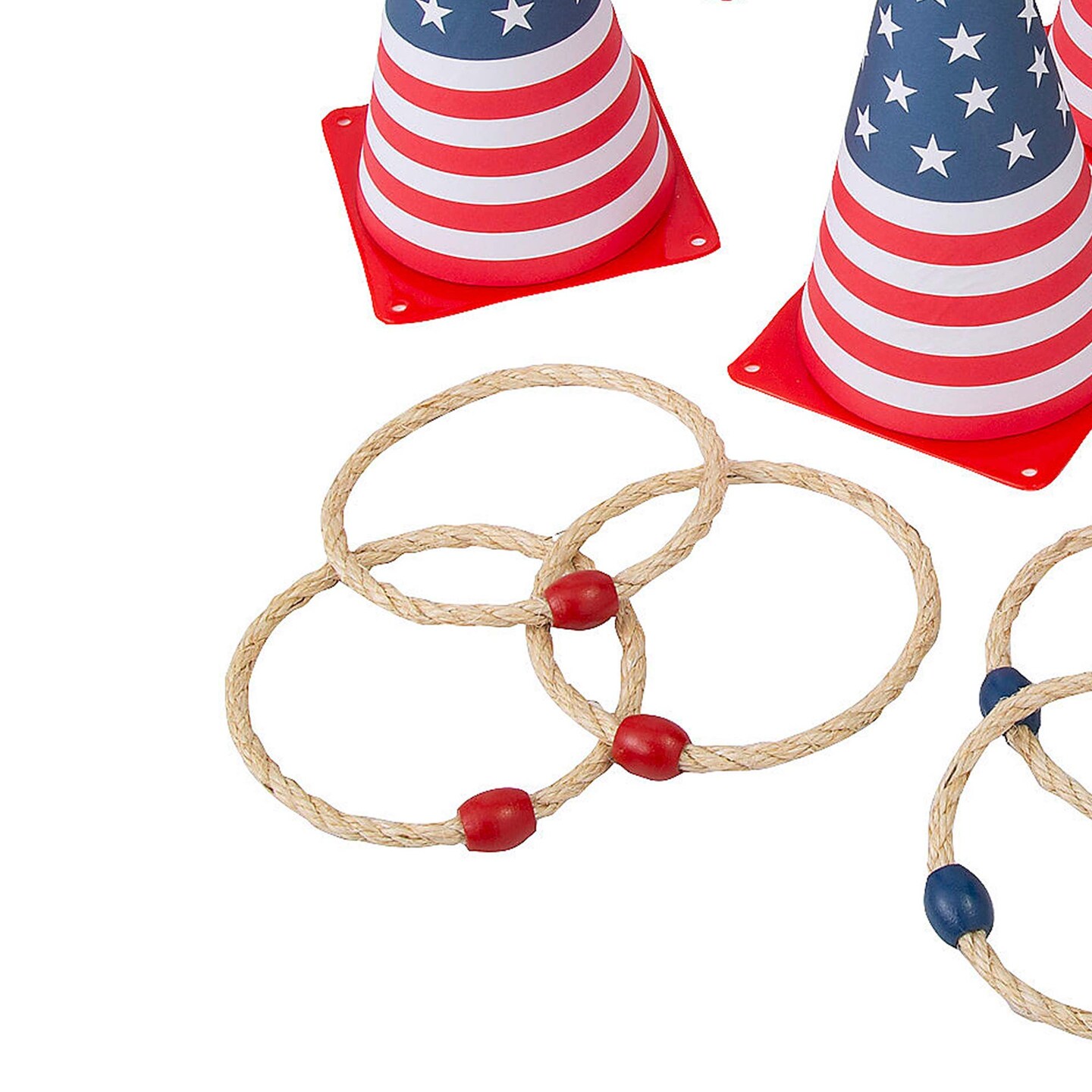 5 1/4&#x22; x 8&#x22; Patriotic USA Flag Cone Ring Toss Game 12 Pieces