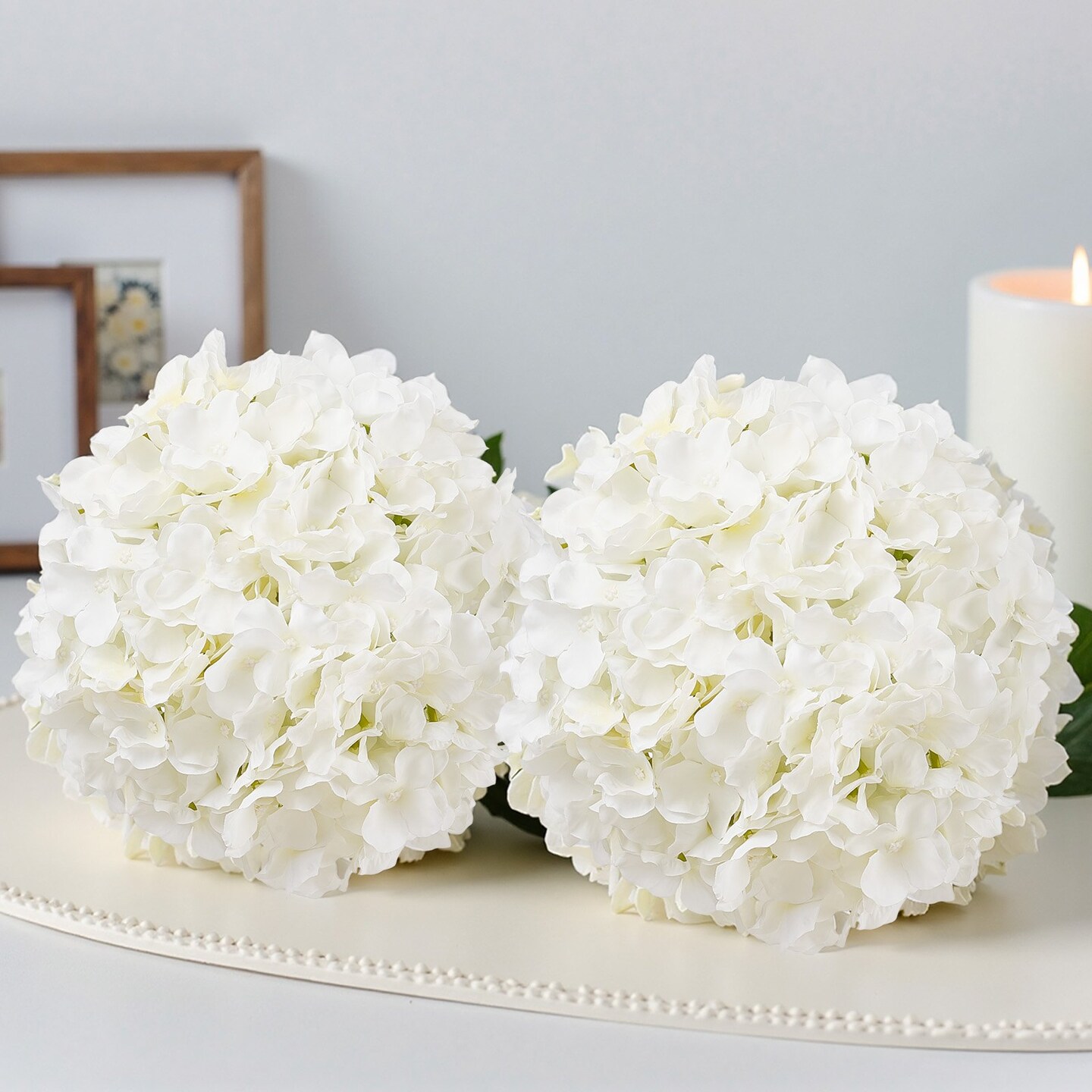 Artificial White Hydrangea Flowers Real Looking Silk Faux Blooms for Wedding Decor