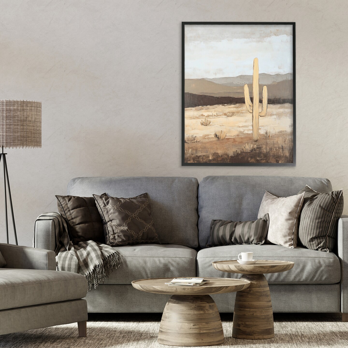 Stupell Industries Neutral Western Scene with Cactus Framed Giclee, design by Franklyn Gregory