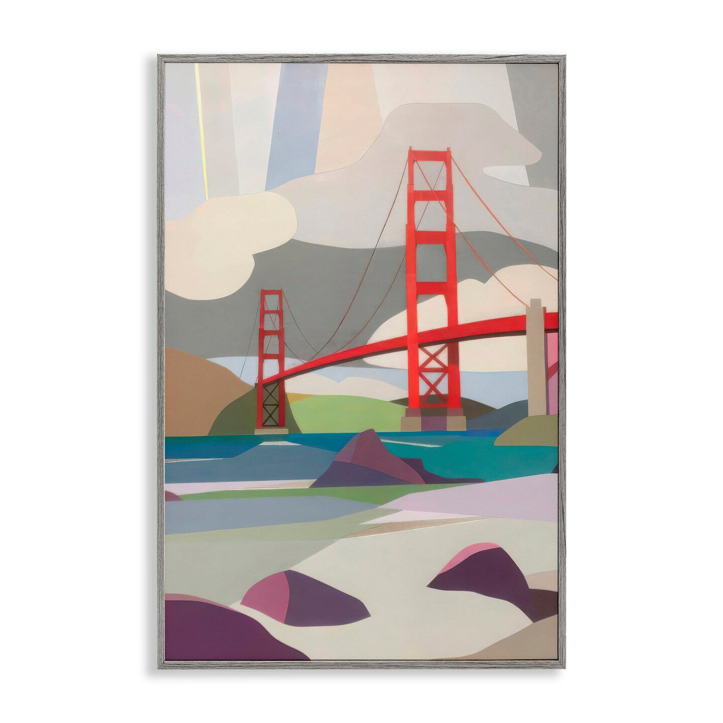Stupell Industries Golden Gate Bridge Architecture Framed Giclee, design by Melba Browne