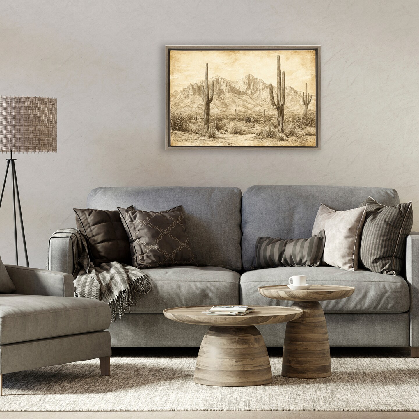 Stupell Industries The Desert Sepia Landscape Floating Frame, design by Petal Prints Design