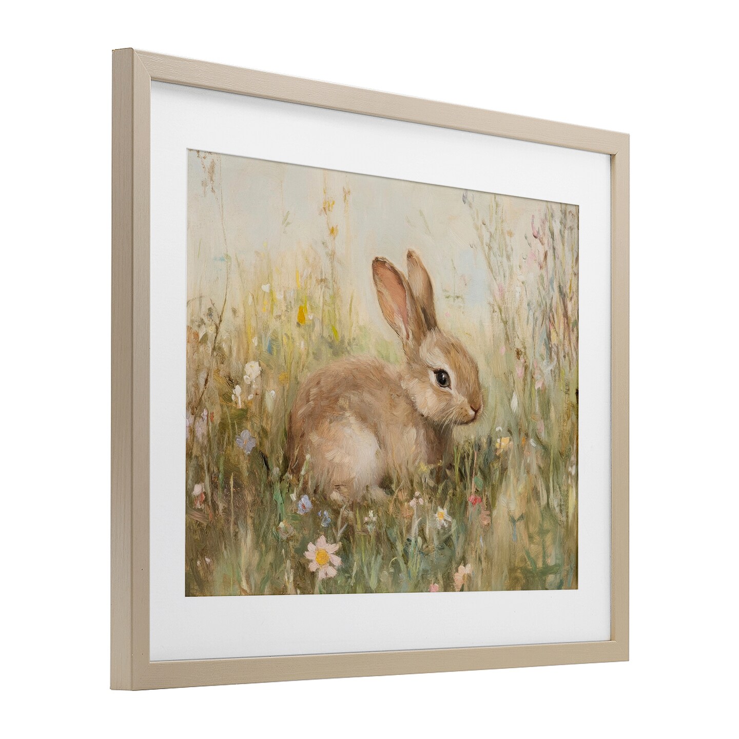 Stupell Industries Brown Bunny in Flower Meadow Framed Print Under Glass, design by Petal Prints Design
