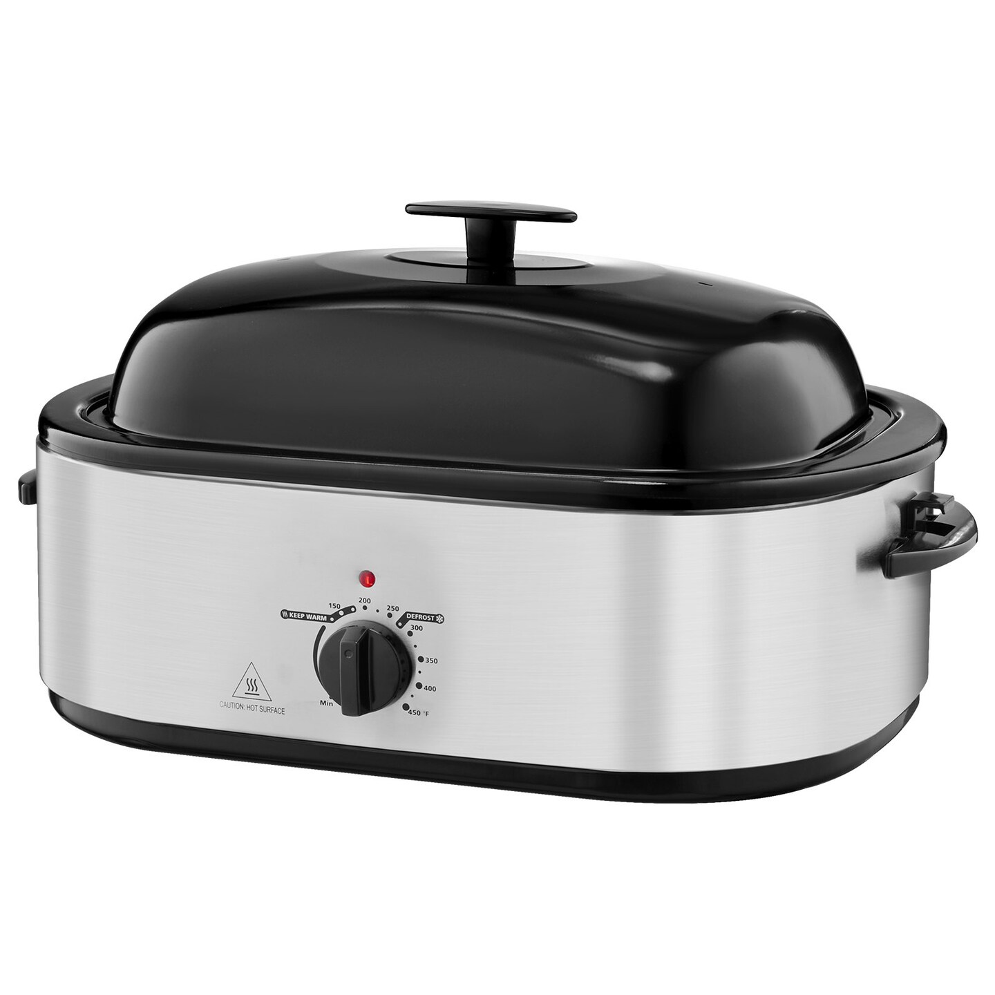 Silver Stainless Steel 22QT Electric Roaster Oven with Self-Basting Lid
