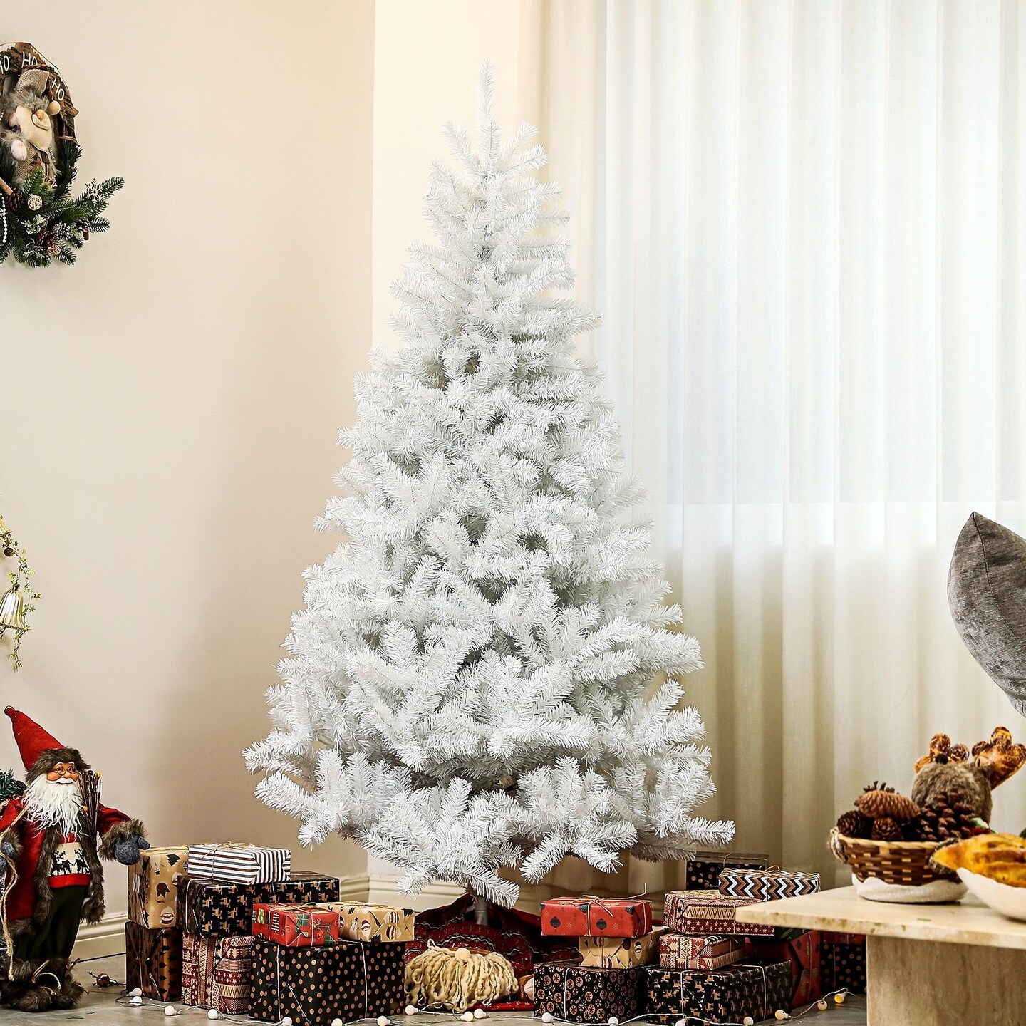 Edge Collections - 6' - White - Easy-Assembly Faux Christmas Tree for Holiday Decor - 1 Piece