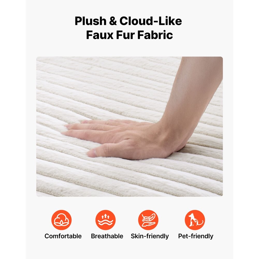 Faux Fur Chaise Lounge with High-Resilience Sponge, Springs and Pillows