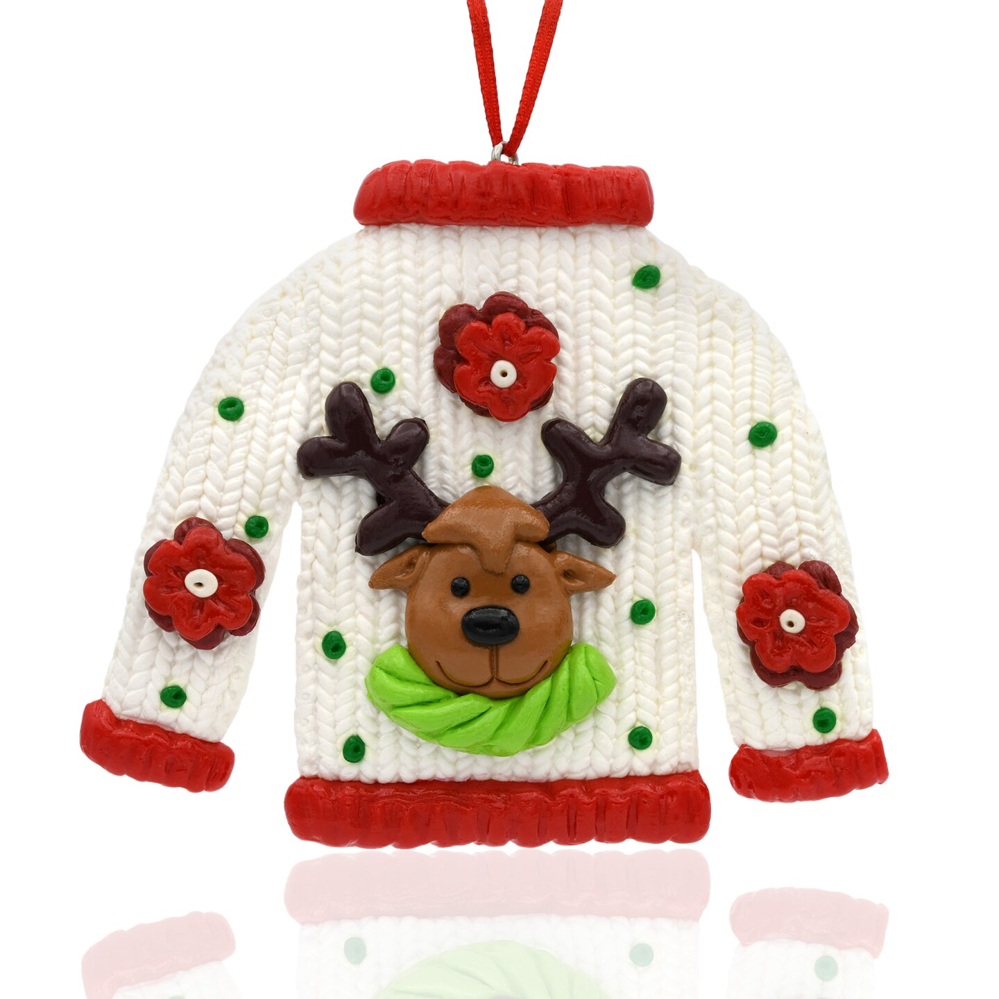 Clay Christmas Sweater Ornaments - Santa, Snowman or Reindeer