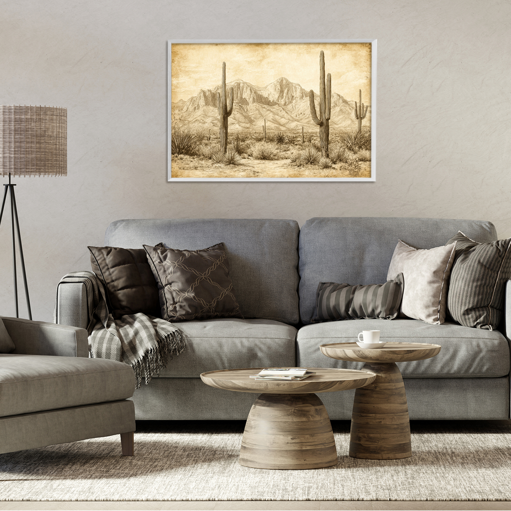 Stupell Industries The Desert Sepia Landscape Framed Giclee, design by Petal Prints Design