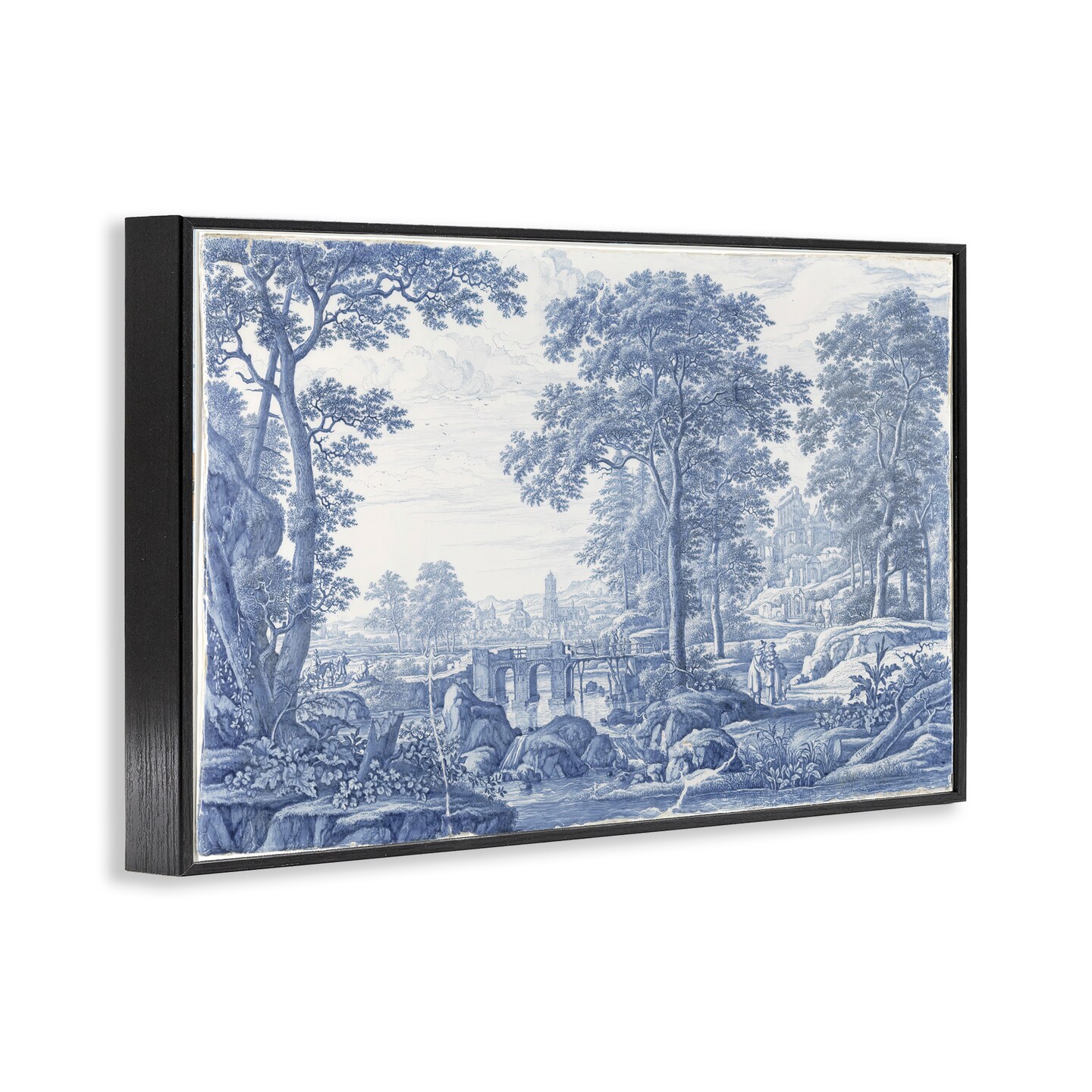 Stupell Industries Vintage Blue Tinted Toile Framed Giclee, design by Vintage Hustle