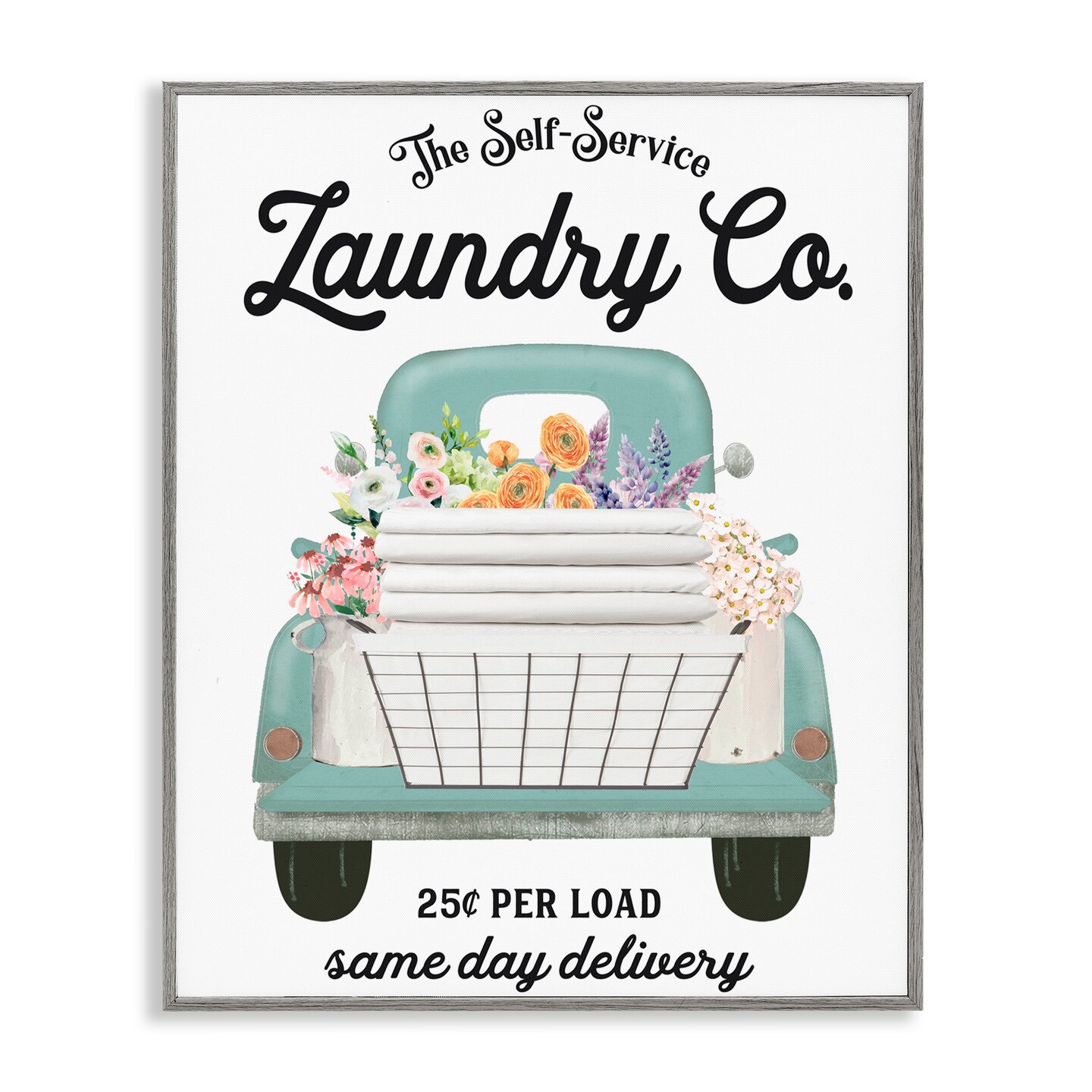 Stupell Industries Laundry Delivery Truck Framed Giclee, design by Lettered and Lined