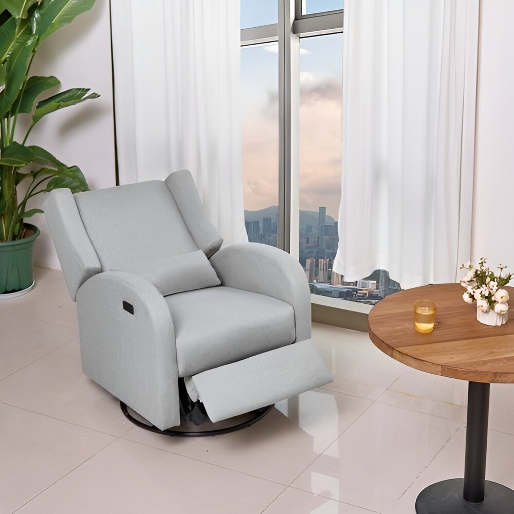 Polyester Electric Glider Recliner Chair with Swivel and Adjustable Backrest