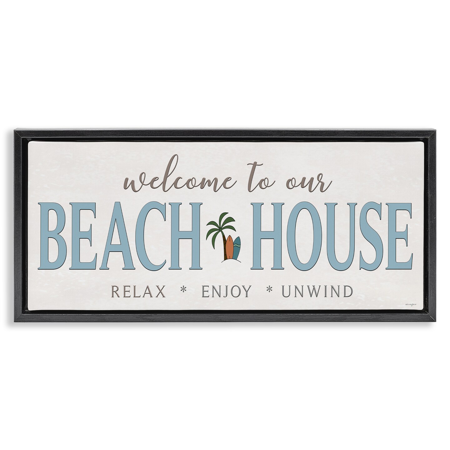 Stupell Industries Welcome Beach House Greeting Floating Frame, design by Seven Trees Design