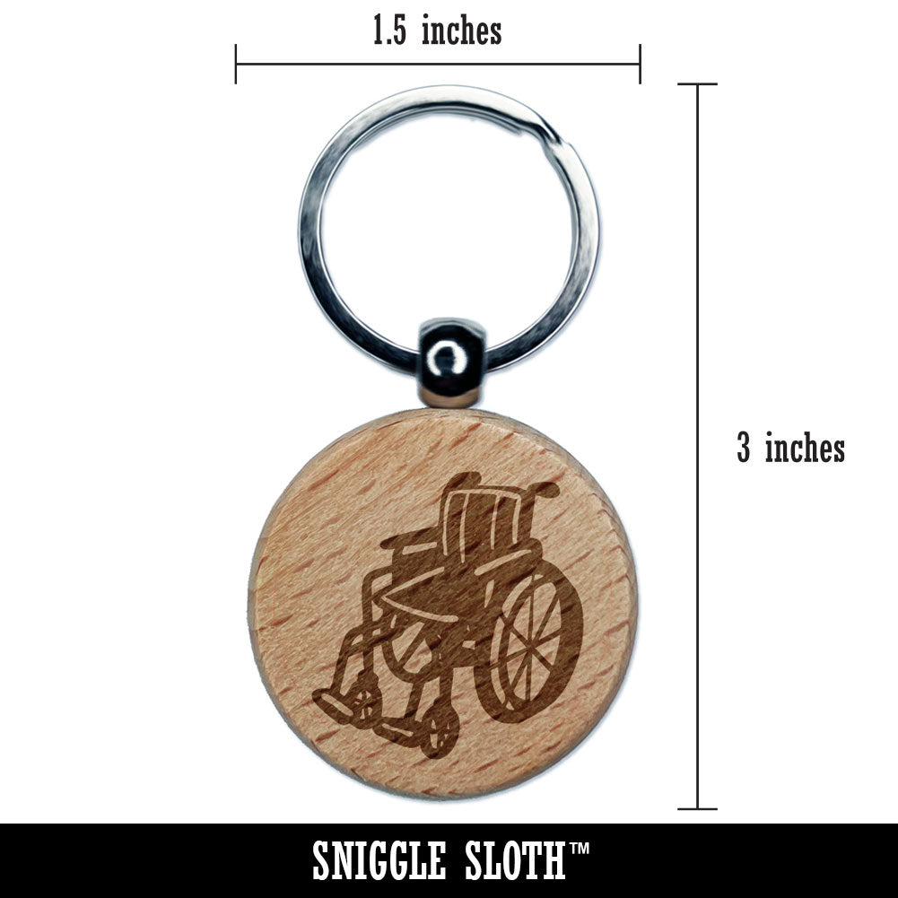 Wheelchair Disability Accessibility Injury Disabled Engraved Wood Round Keychain Tag Charm