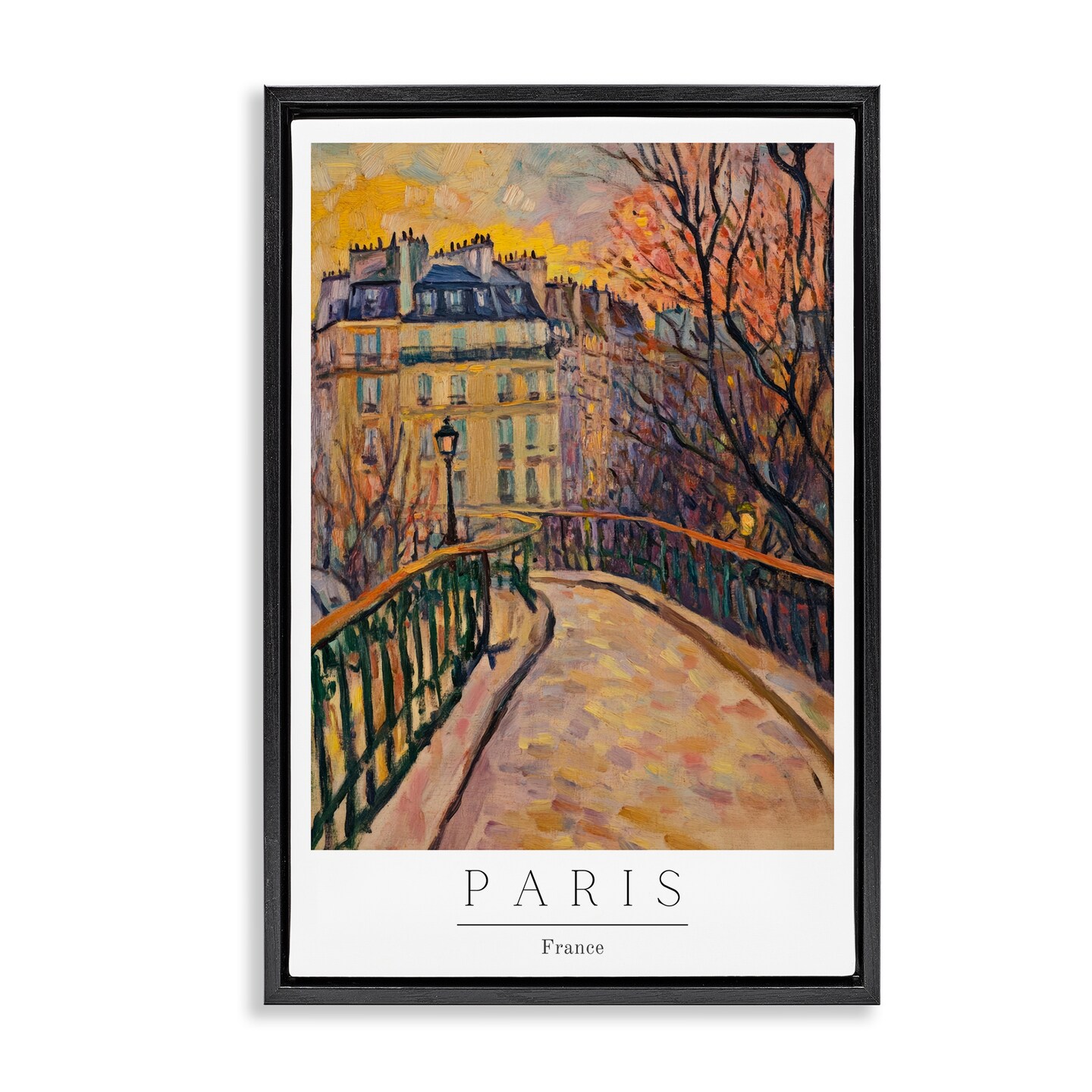 Stupell Industries Paris Street Scene in Autumn Floating Frame, design by Petal Prints Design