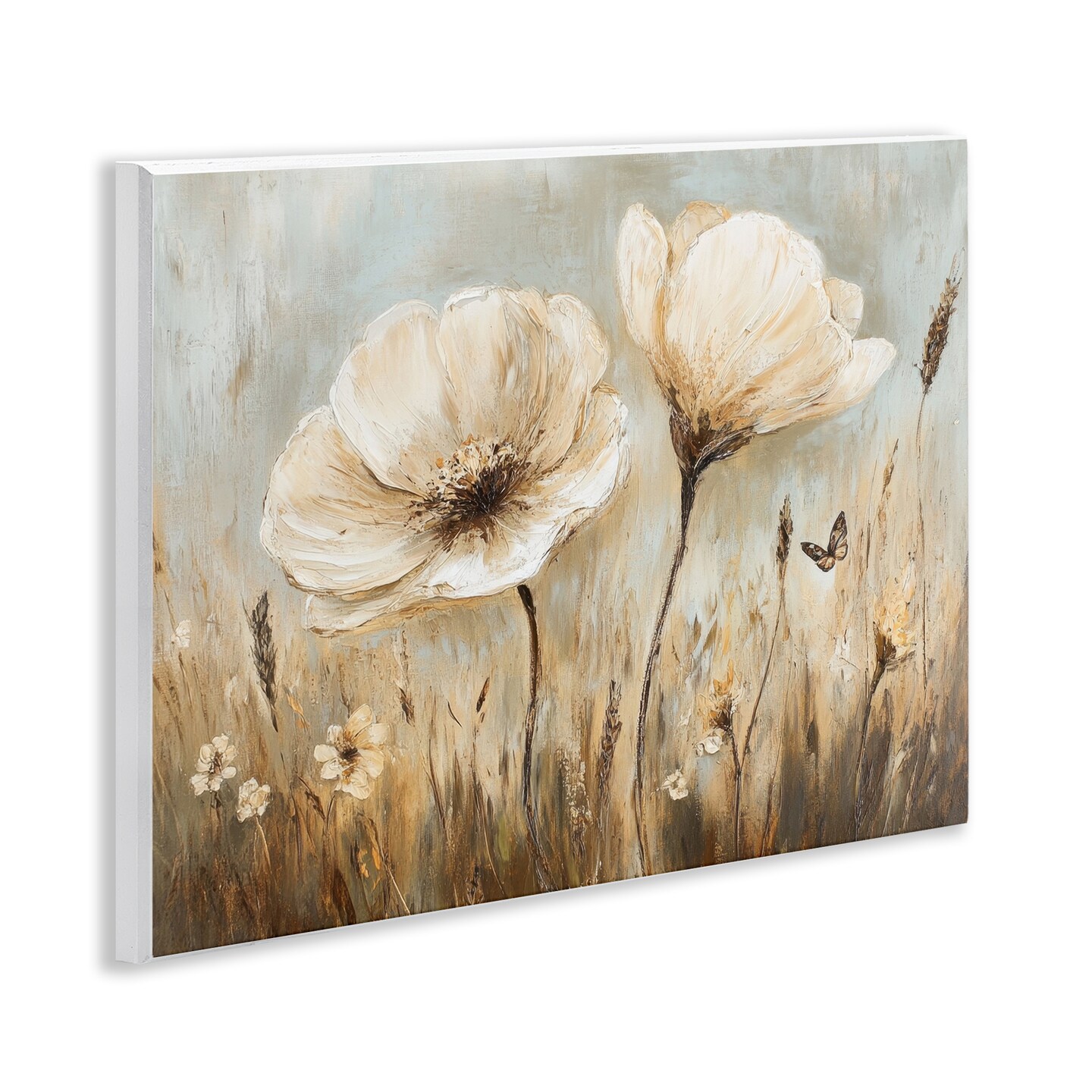 Stupell Industries White Wildflowers Brown Meadow Wall Plaque, design by Petal Prints Design