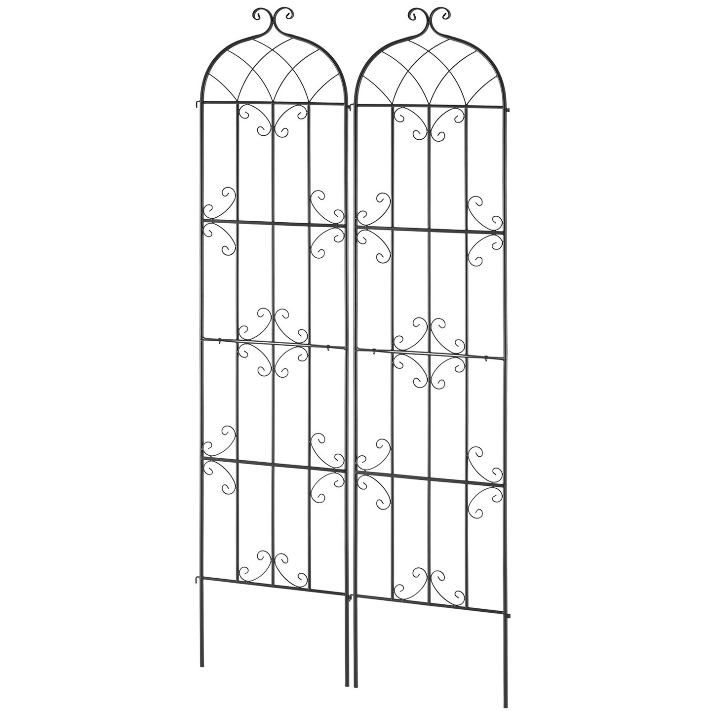 Black Metal Garden Trellis for Climbing Plants Carbon Steel Frame with Powder-Coated Finish