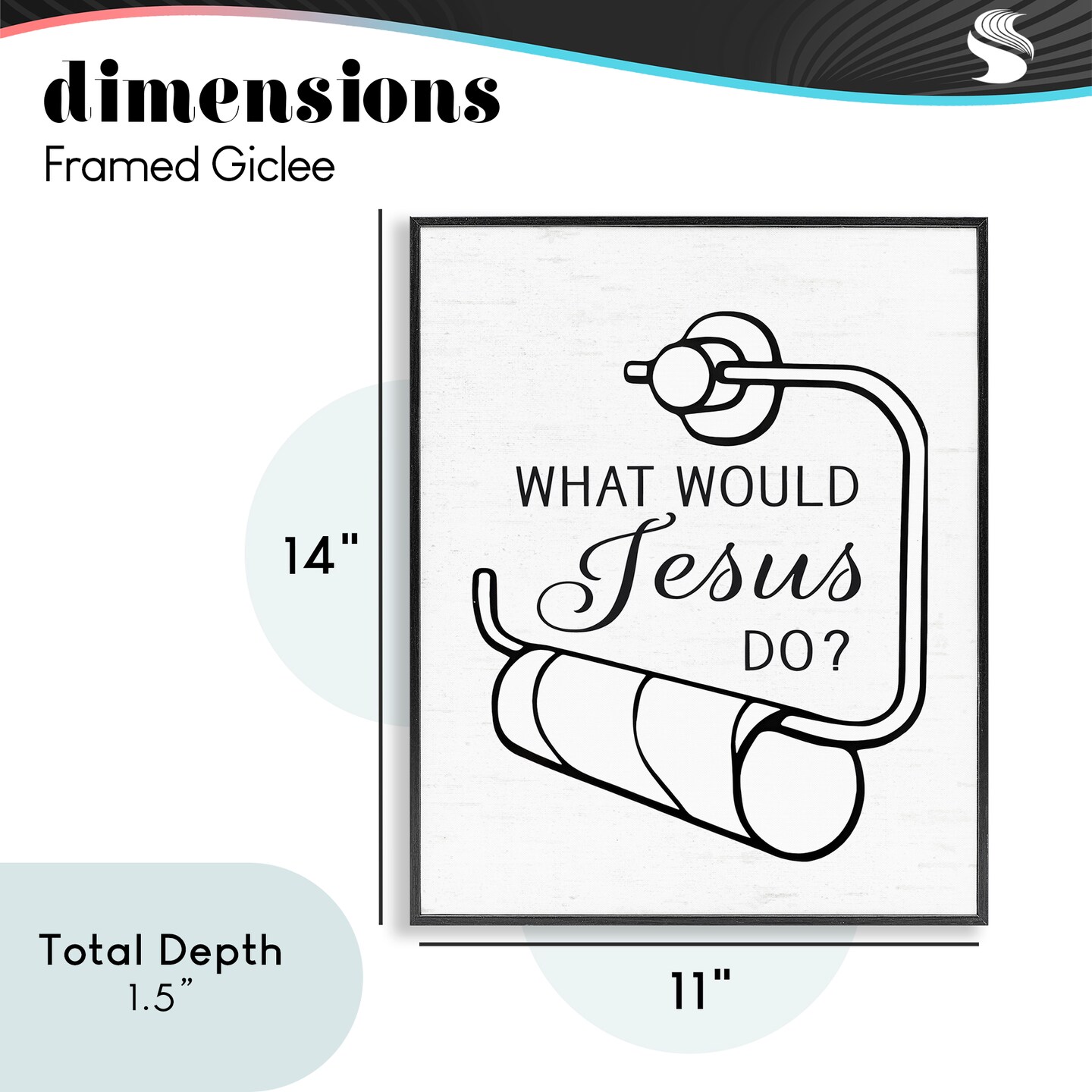Stupell Industries What Would Jesus Do Toilet Paper Framed Giclee, design by Lettered and Lined