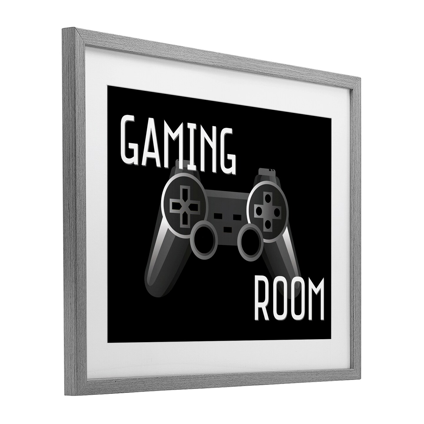 Stupell Industries Gaming Room Black Controller Framed Print Under Glass, design by Kim Allen