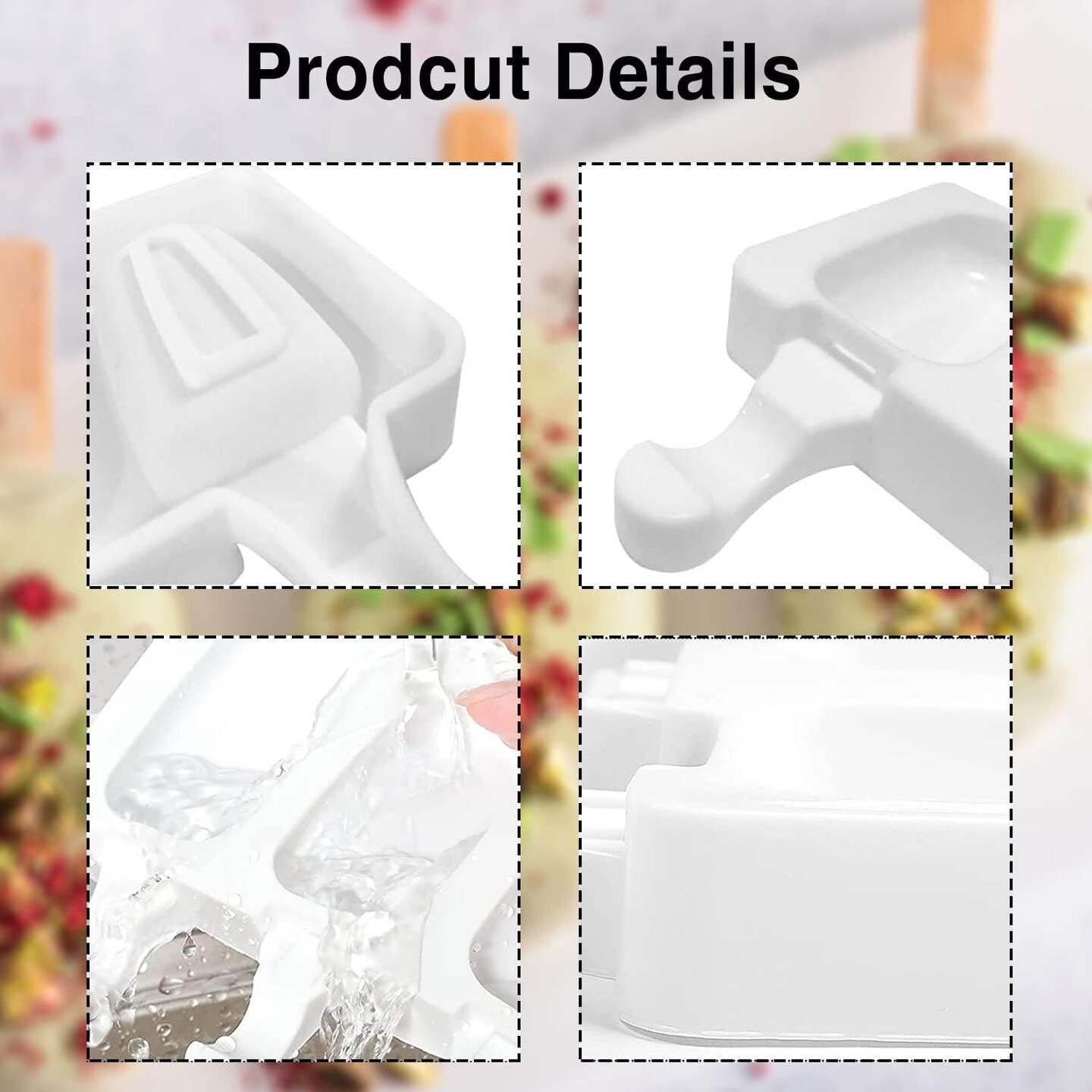 10 Pcs Ice Cream Molds, Silicone Popsicles Molds Ice Pop Molds Ice Cream Maker with 200 Wooden Sticks for DIY Ice Cream Chocolate Dessert