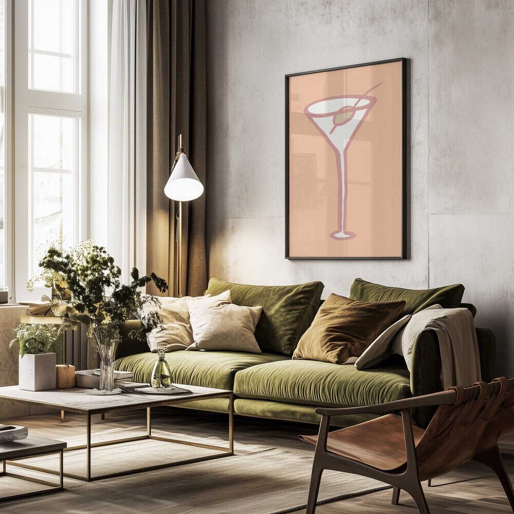 Olive In Glass Peach Fuzz Poster - Pictufy Studio 24x36 Black Framed Art | Home or Office Art