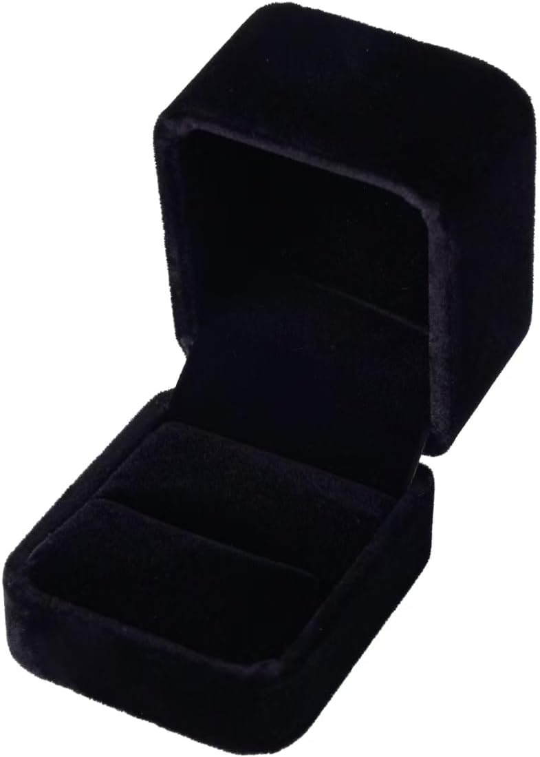 Black Velvet Ring Box – Luxury Soft Velvet Jewelry Gift Box for Engagement, Wedding, Proposal & Ring Storage (2.5″ Square)