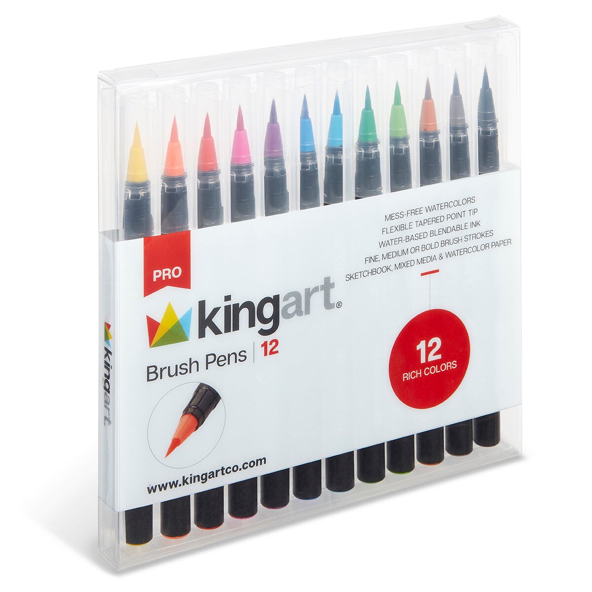 KINGART&#xAE; PRO Watercolor Brush Pens 12 Colors