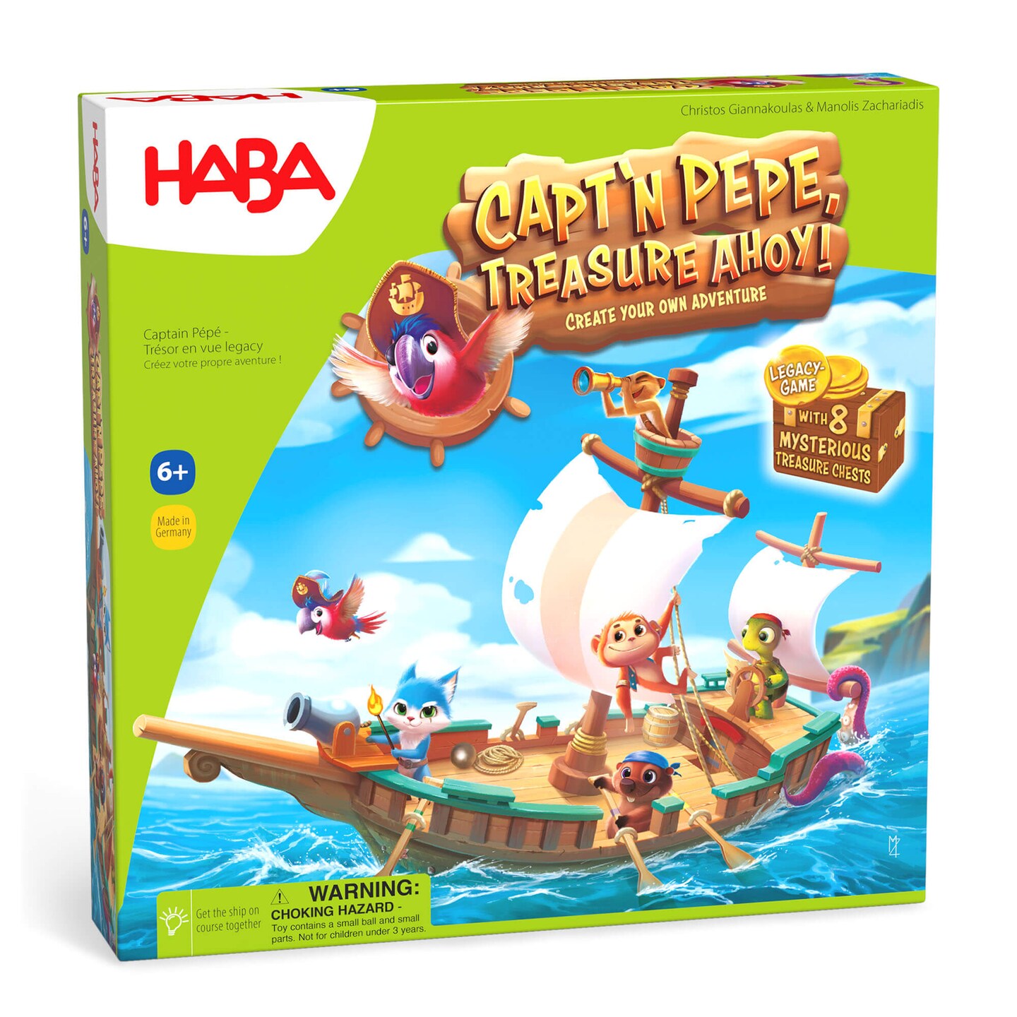 HABA Capt'n Pepe: Treasure Ahoy - A Cooperative Pirate Board Game, Adventure & Treasure Hunt for Kids & Families, Legacy Game for Ages 6+
