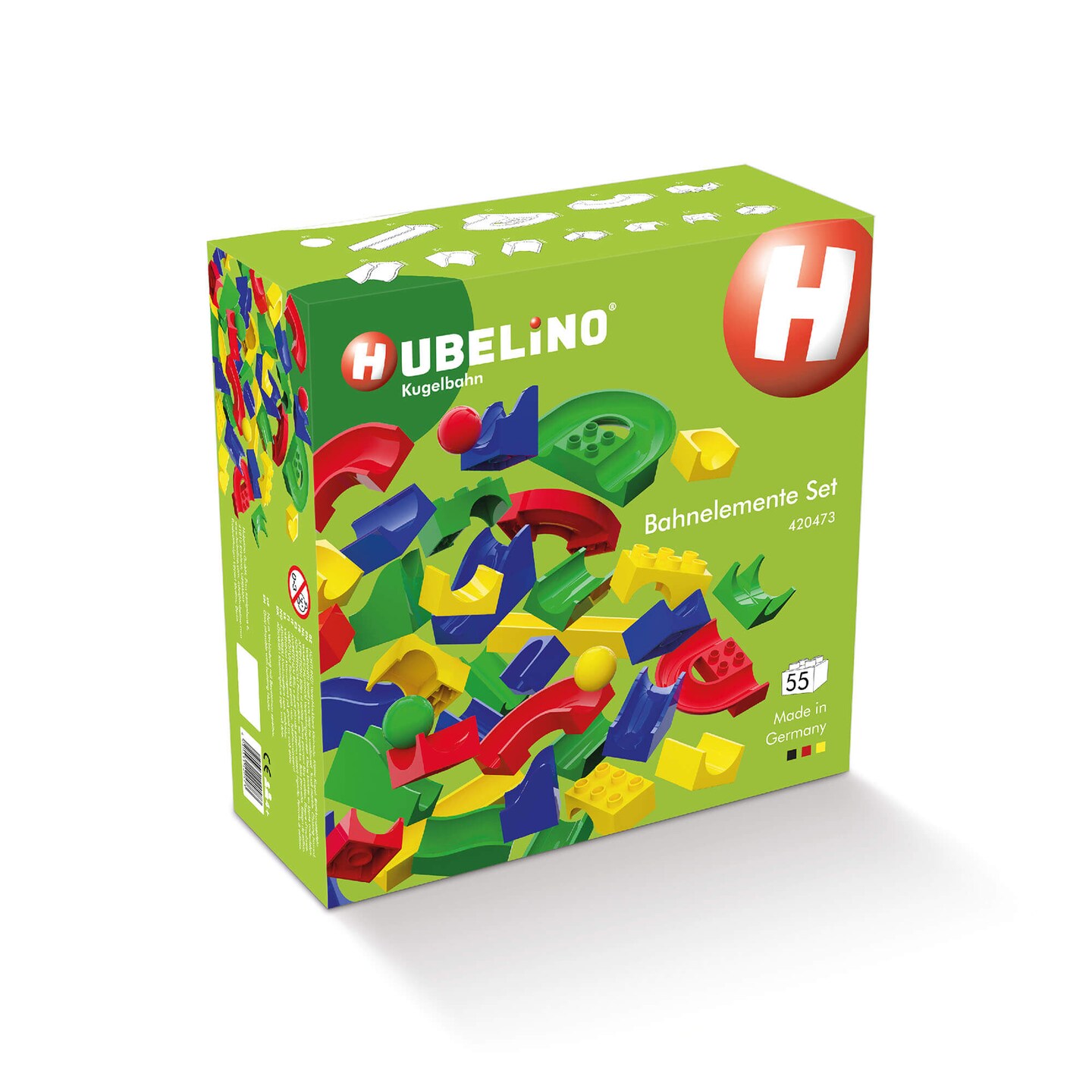 Hubelino Marble Run Expansion Set, 55 Piece STEM Building Toy for Kids 4+, Compatible Ball Run and Marble Maze, Made in Germany