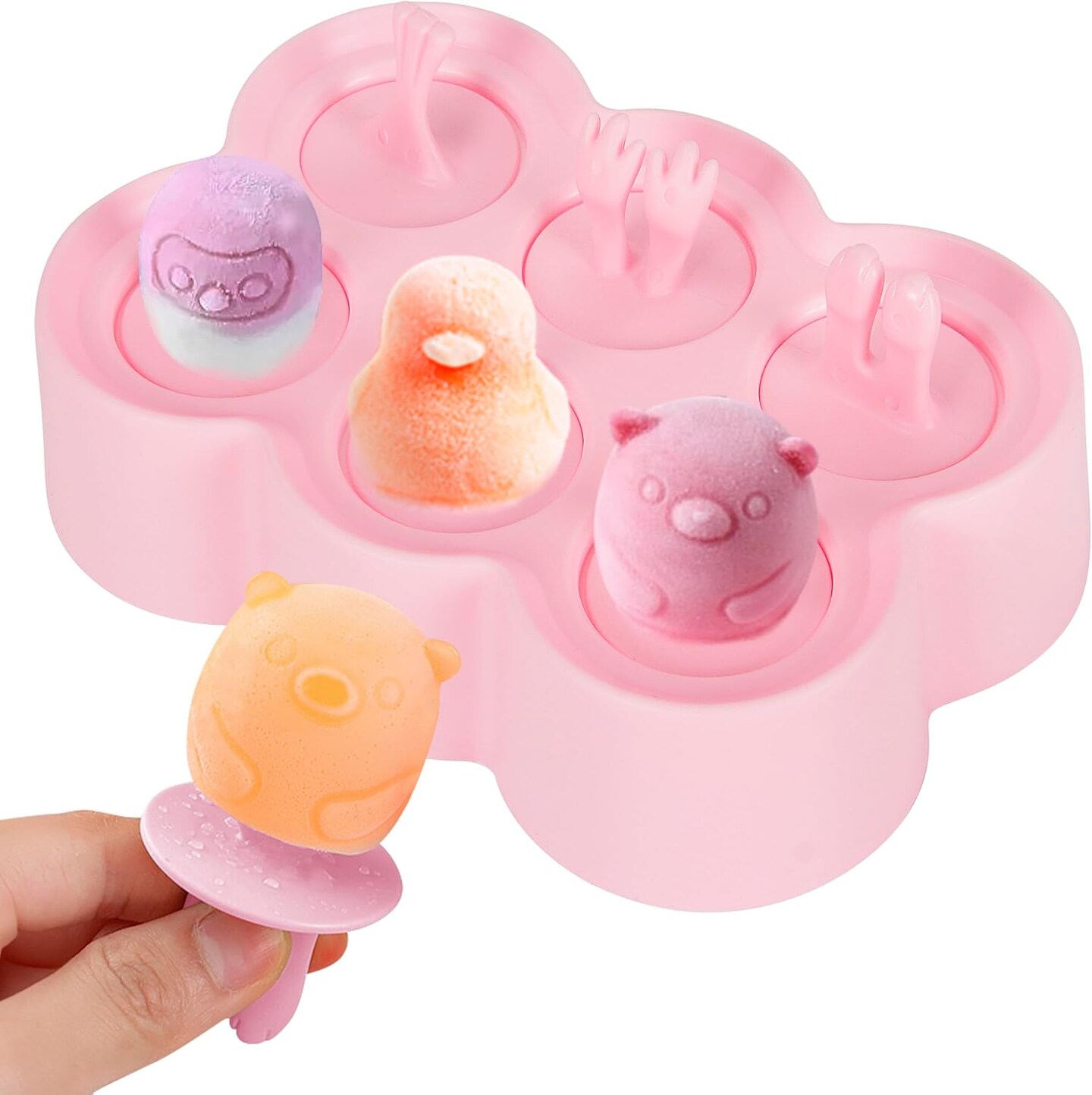 Mini Popsicle Molds Homemade Silicone Popsicle Maker Reusable DIY Ice Cream Popsicle Molds for Kids (Pink)