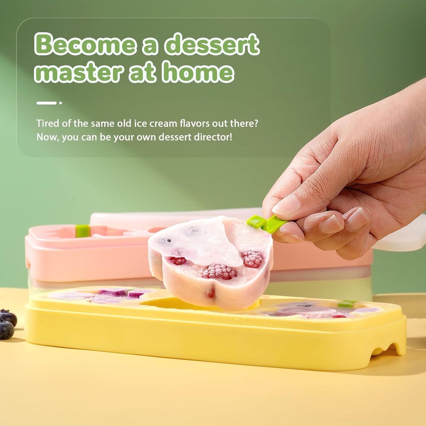 Toddler Popsicle Molds with Sticks - Four-Leaf Clover Popsicle Maker Ice Cream Molds Ice Pop Molds Silicone Popsicle Molds for Kids(Pink)